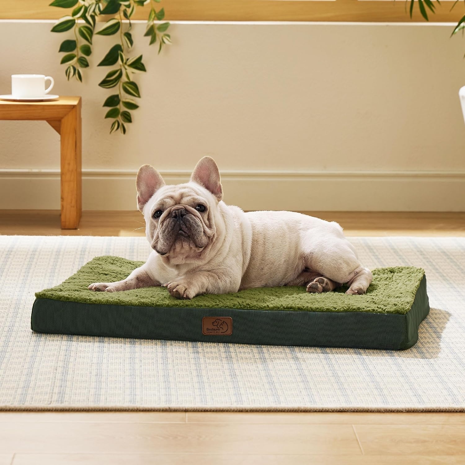 image:imageBedsure Cooling Dog Bed for Crate Large Breathable Pet Summer Bed 35 Inch Orthopedic Egg Crate Foam Cold Summer Pad Mat NonSlip Bottom Comfy Removable Washable Cover For Pets Up to 40 lbsDark Green