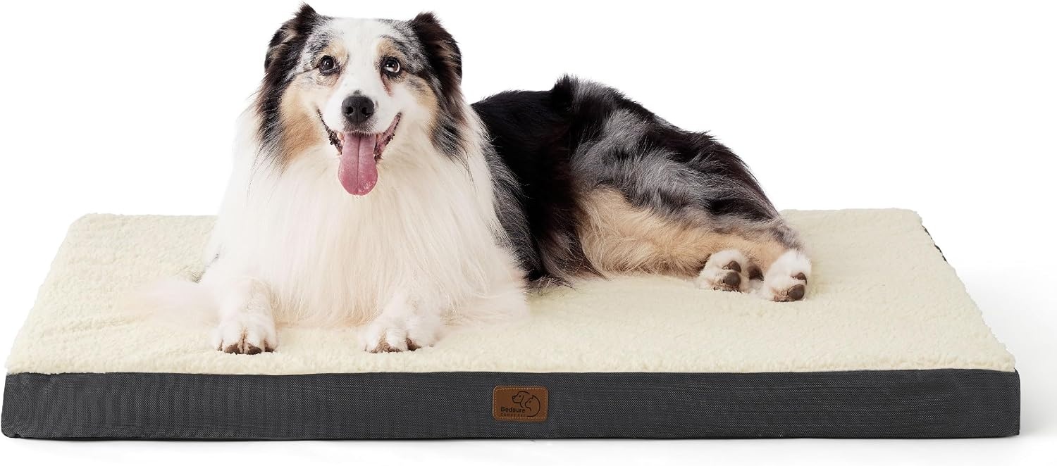 image:imageBedsure Cooling Dog Bed for Crate Large Breathable Pet Summer Bed 35 Inch Orthopedic Egg Crate Foam Cold Summer Pad Mat NonSlip Bottom Comfy Removable Washable Cover For Pets Up to 40 lbsGrey