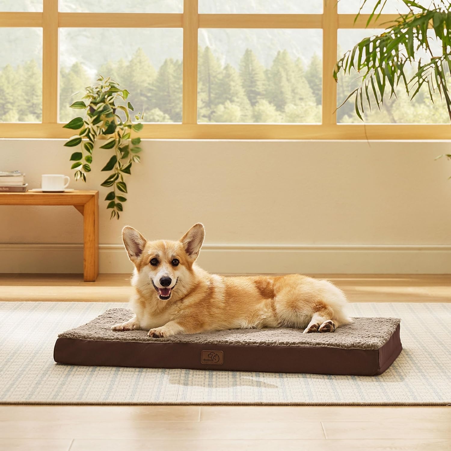 image:imageBedsure Cooling Dog Bed for Crate Large Breathable Pet Summer Bed 35 Inch Orthopedic Egg Crate Foam Cold Summer Pad Mat NonSlip Bottom Comfy Removable Washable Cover For Pets Up to 40 lbsBrown