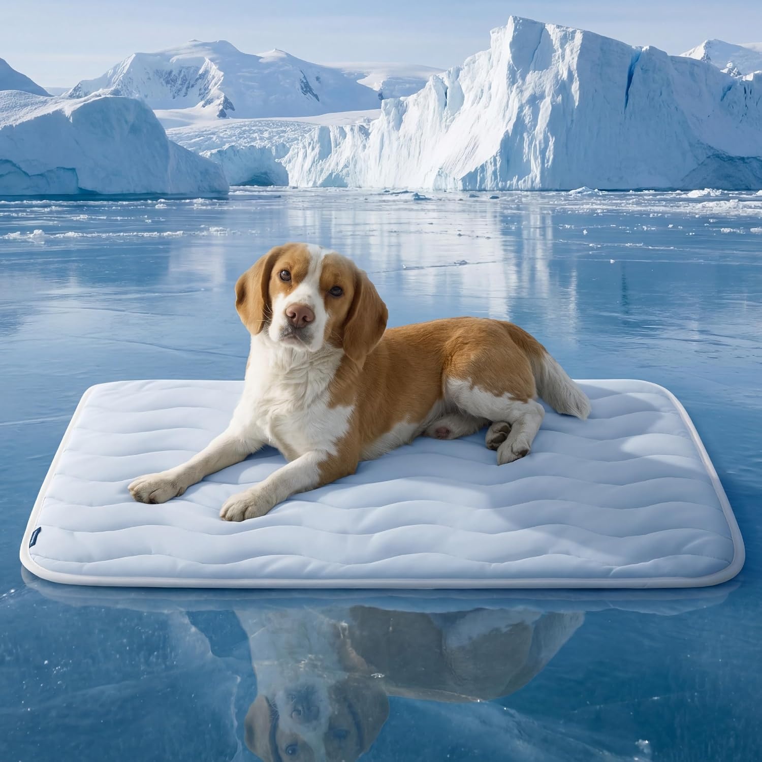 image:imageBedsure Cooling Mat for Small DogsWashable Breathable QMaxgt04 Cool Fiber 24x18In Gelfree Cooltotouch Fabric to Rapid CoolingCold Crate Pad Indoor for PetPortable Thin Kennel Mat as TopperBlueBlue