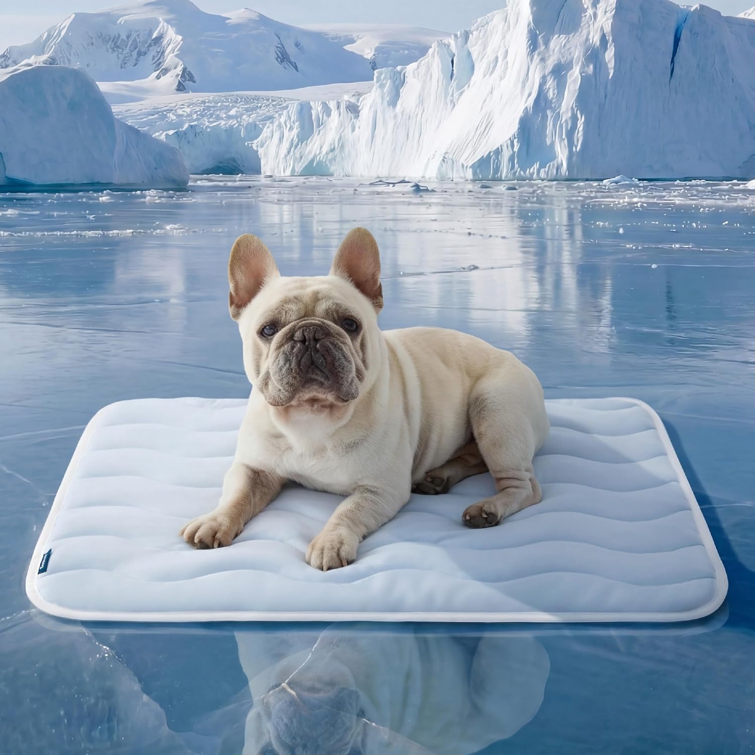 image:imageBedsure Cooling Mat for Small DogsWashable Breathable QMaxgt04 Cool Fiber 24x18In Gelfree Cooltotouch Fabric to Rapid CoolingCold Crate Pad Indoor for PetPortable Thin Kennel Mat as TopperBlueBlue
