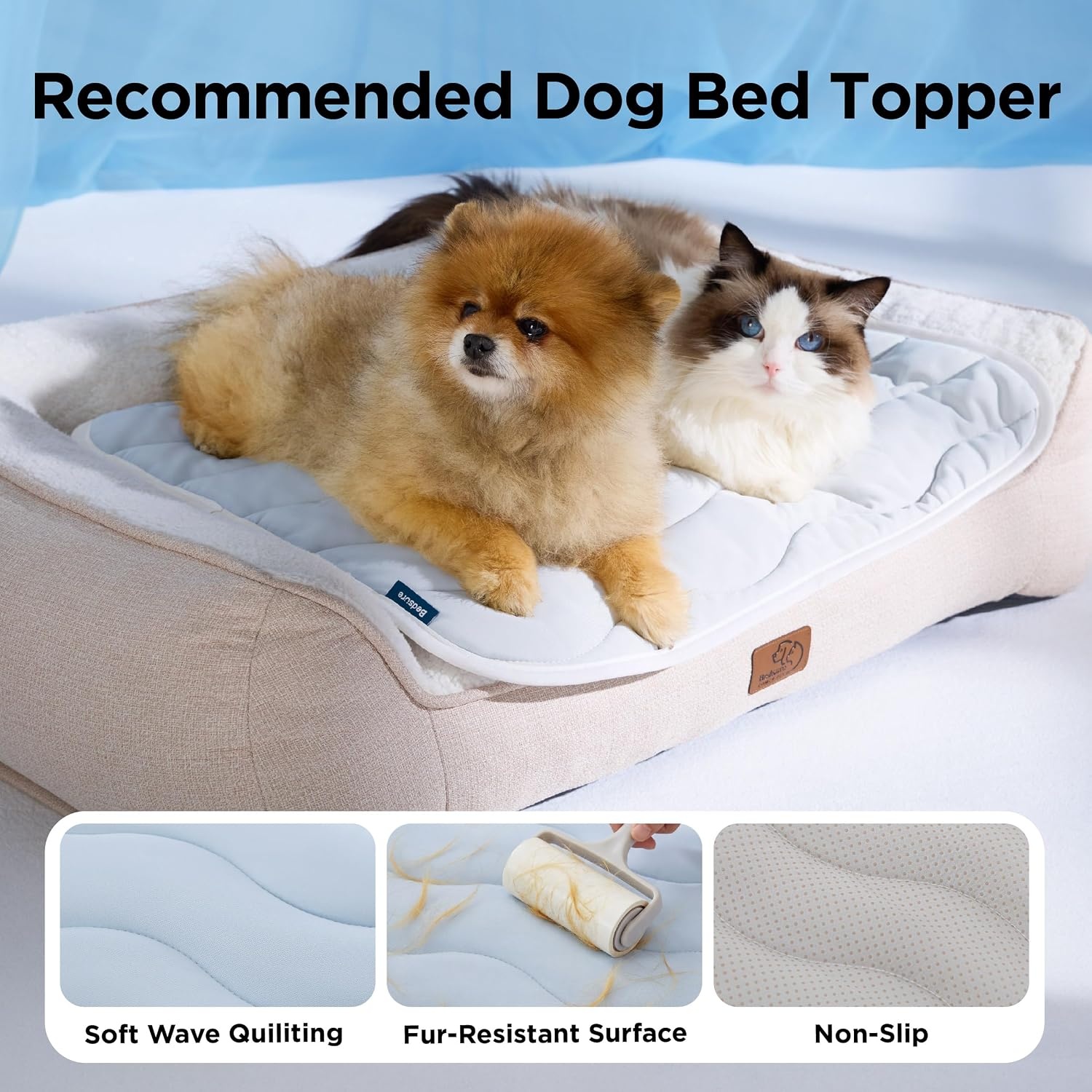 image:imageBedsure Cooling Mat for Small DogsWashable Breathable QMaxgt04 Cool Fiber 24x18In Gelfree Cooltotouch Fabric to Rapid CoolingCold Crate Pad Indoor for PetPortable Thin Kennel Mat as TopperBlueBlue