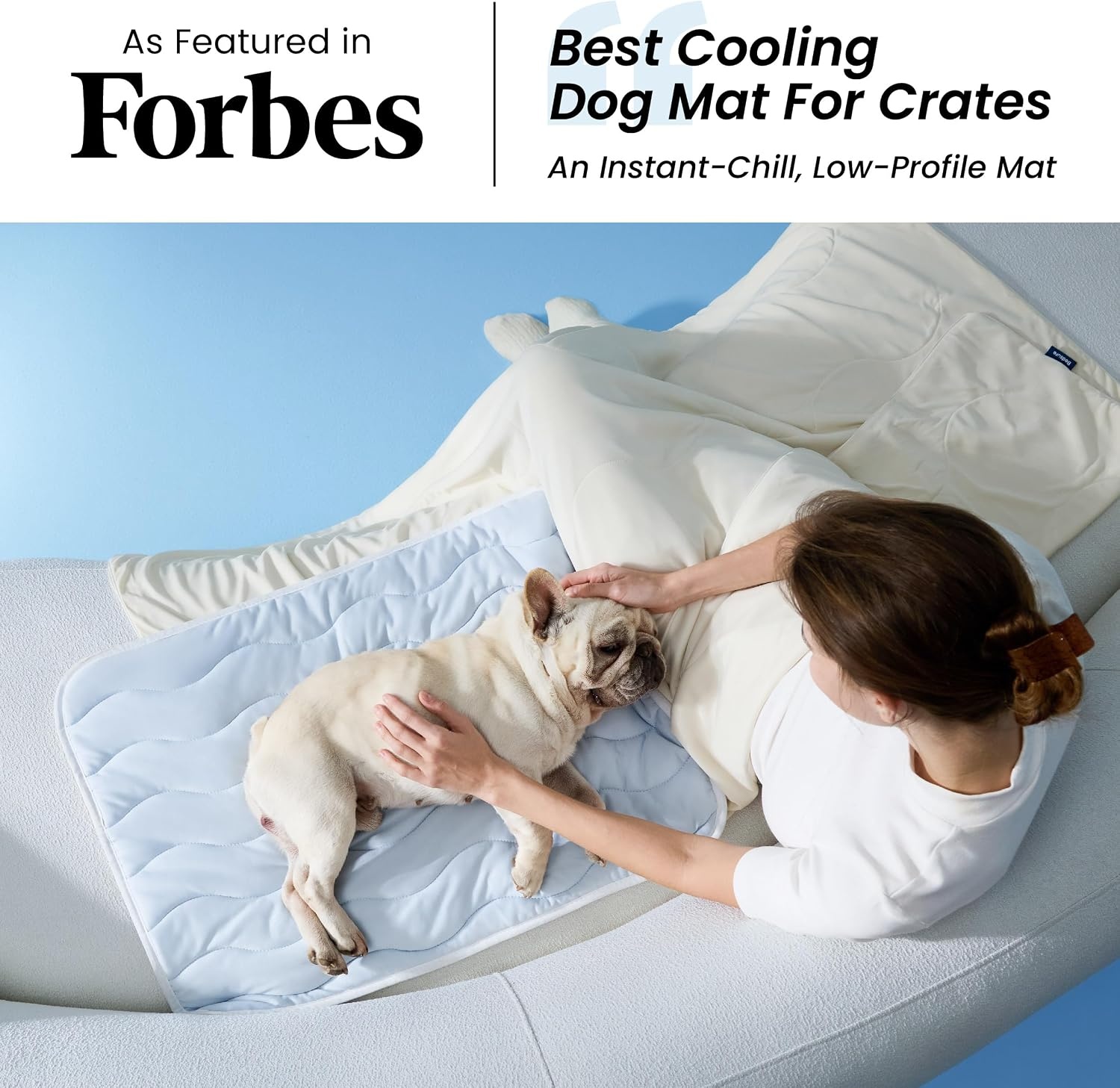 image:imageBedsure Cooling Mat for Small DogsWashable Breathable QMaxgt04 Cool Fiber 24x18In Gelfree Cooltotouch Fabric to Rapid CoolingCold Crate Pad Indoor for PetPortable Thin Kennel Mat as TopperBlueGrey