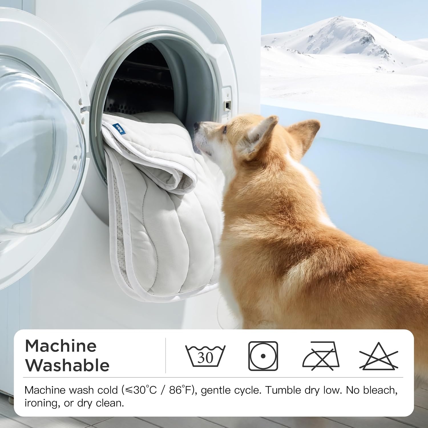 image:imageBedsure Cooling Mat for Small DogsWashable Breathable QMaxgt04 Cool Fiber 24x18In Gelfree Cooltotouch Fabric to Rapid CoolingCold Crate Pad Indoor for PetPortable Thin Kennel Mat as TopperBlueGrey