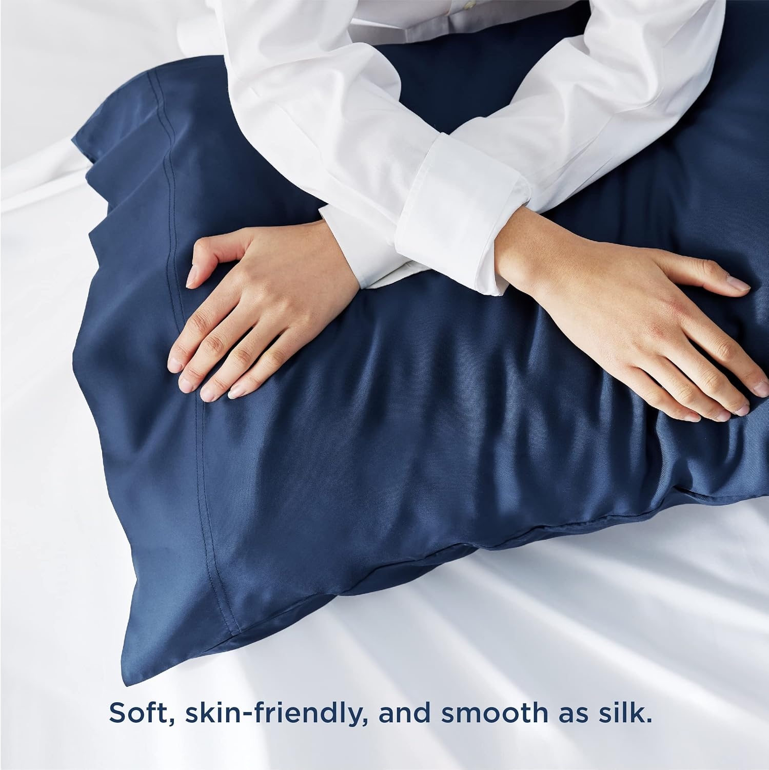 image:imageBedsure Cooling Pillow Cases Queen Bundle Queen Sheet Set Navy