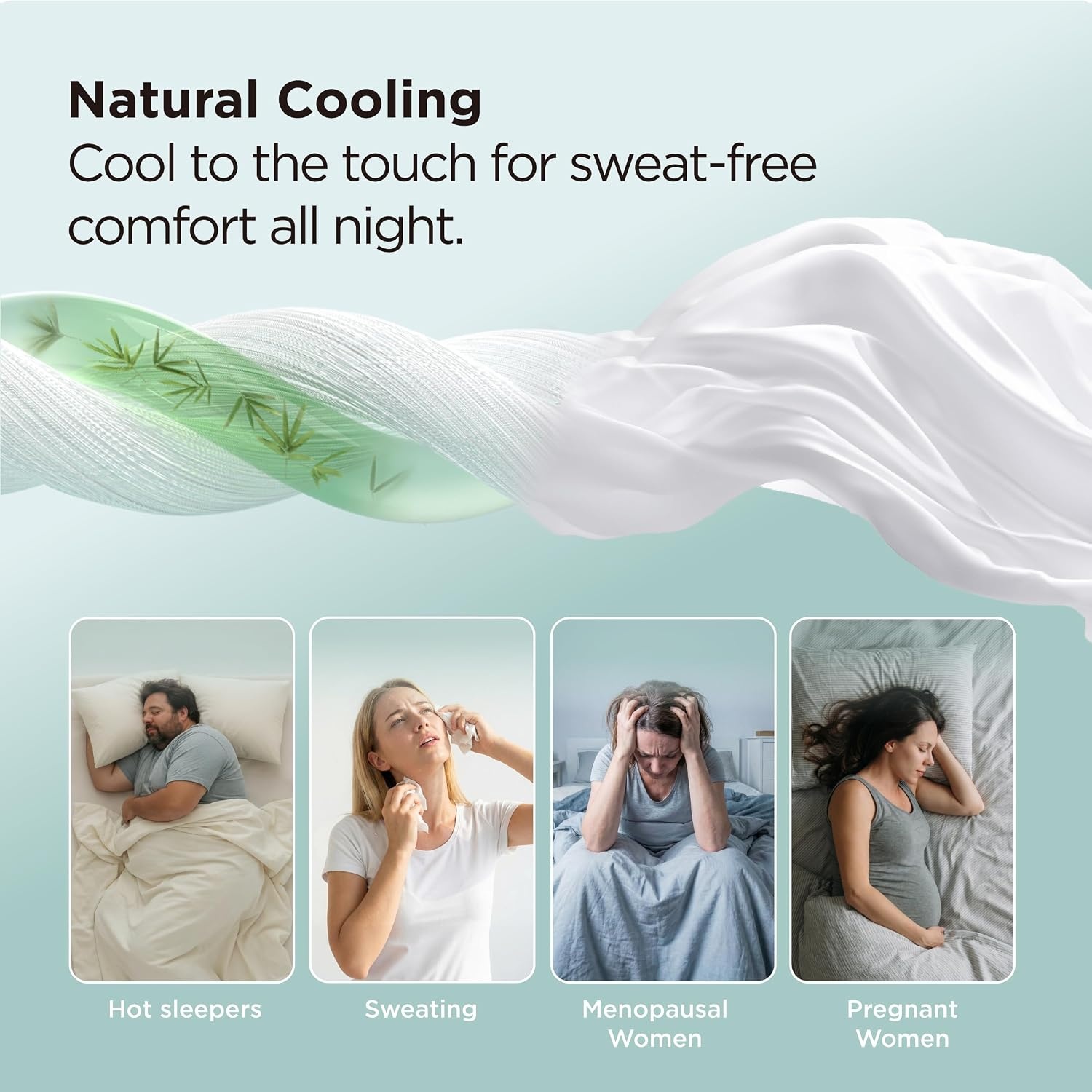 image:imageBedsure Cooling Sheets Bundle Cooling Fitted Sheet Queen