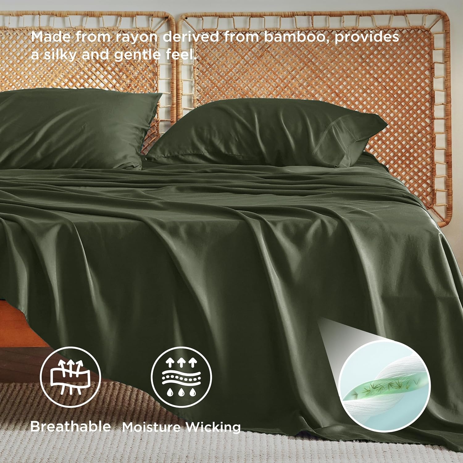 image:imageBedsure Cooling Sheets Bundle Cooling Fitted Sheet Queen
