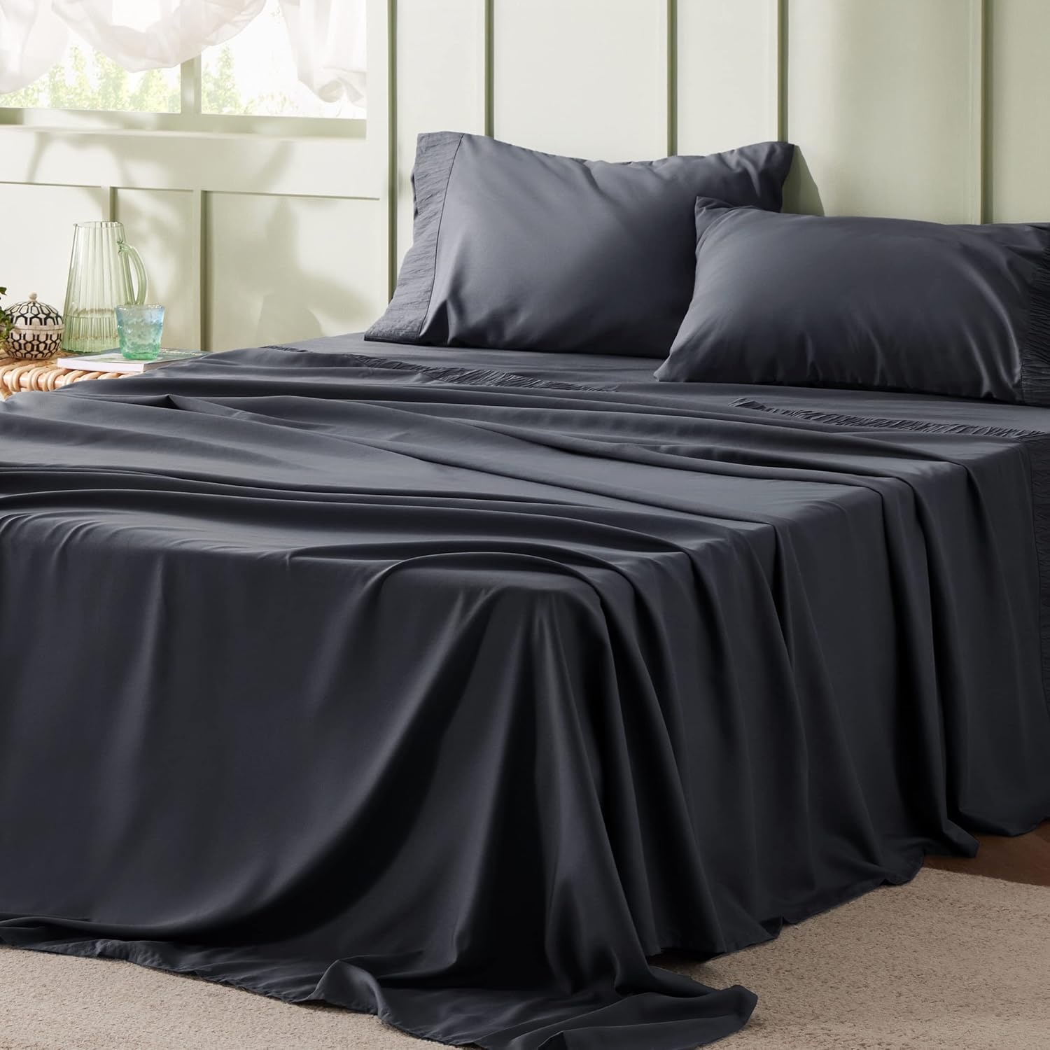 image:imageBedsure Cooling Sheets King Bundle King Size Sheets Grey
