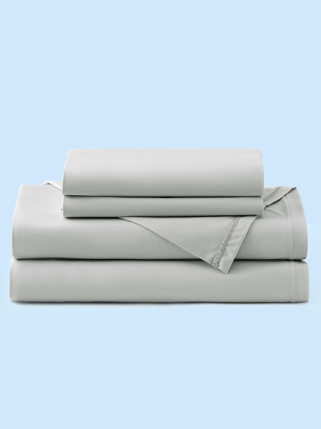 image:imageBedsure Cooling Sheets Queen Size Hot Sleeper Bed Sheets Up to 18 Inches Chill Cool Bed Sheet Deep Pocket Soft amp Breathable Queen Sheet Set 4 Pieces Grey01 Grey