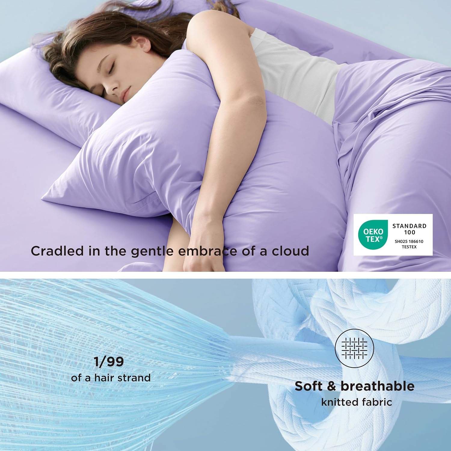 image:imageBedsure Cooling Sheets Queen Size Hot Sleeper Bed Sheets Up to 18 Inches Chill Cool Bed Sheet Deep Pocket Soft amp Breathable Queen Sheet Set 4 Pieces Grey06 Purple