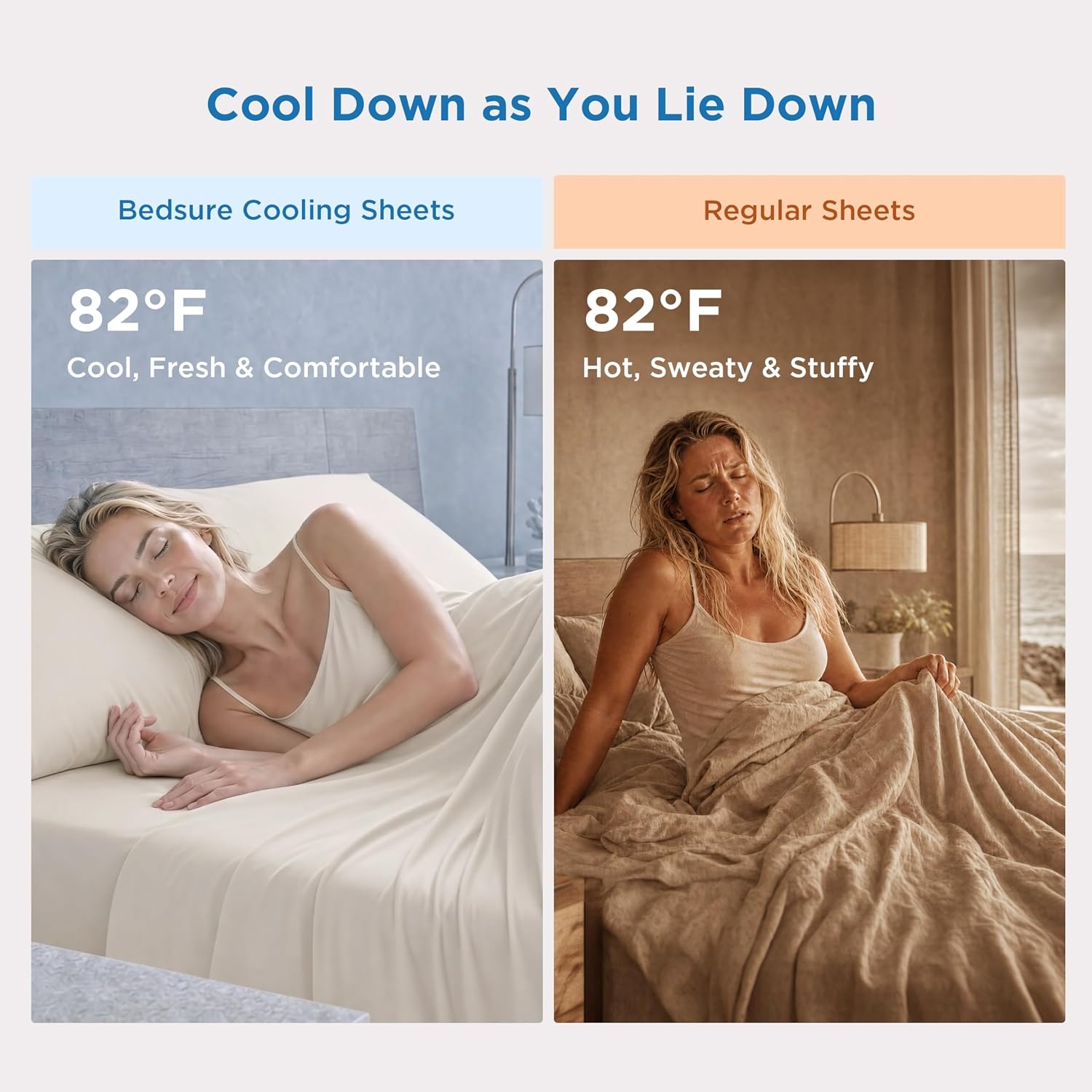 image:imageBedsure Cooling Sheets Queen Size Silver Infused Bed Sheets QMaxgt046 Instant Cooling for Hot Sleepers Luxury Soft Silky Smooth Breathable Deep Pocket Up to 16 4 Pieces with PillowcasesLinen