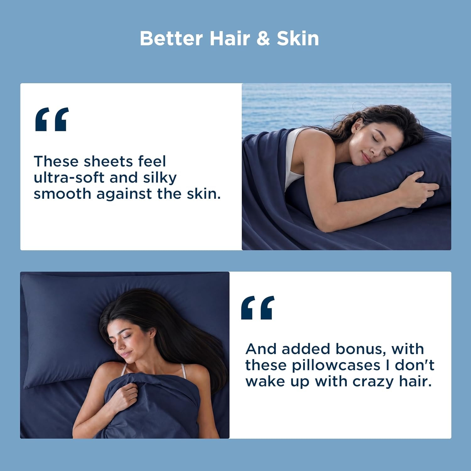 image:imageBedsure Cooling Sheets Queen Size Silver Infused Bed Sheets QMaxgt046 Instant Cooling for Hot Sleepers Luxury Soft Silky Smooth Breathable Deep Pocket Up to 16 4 Pieces with PillowcasesNavy