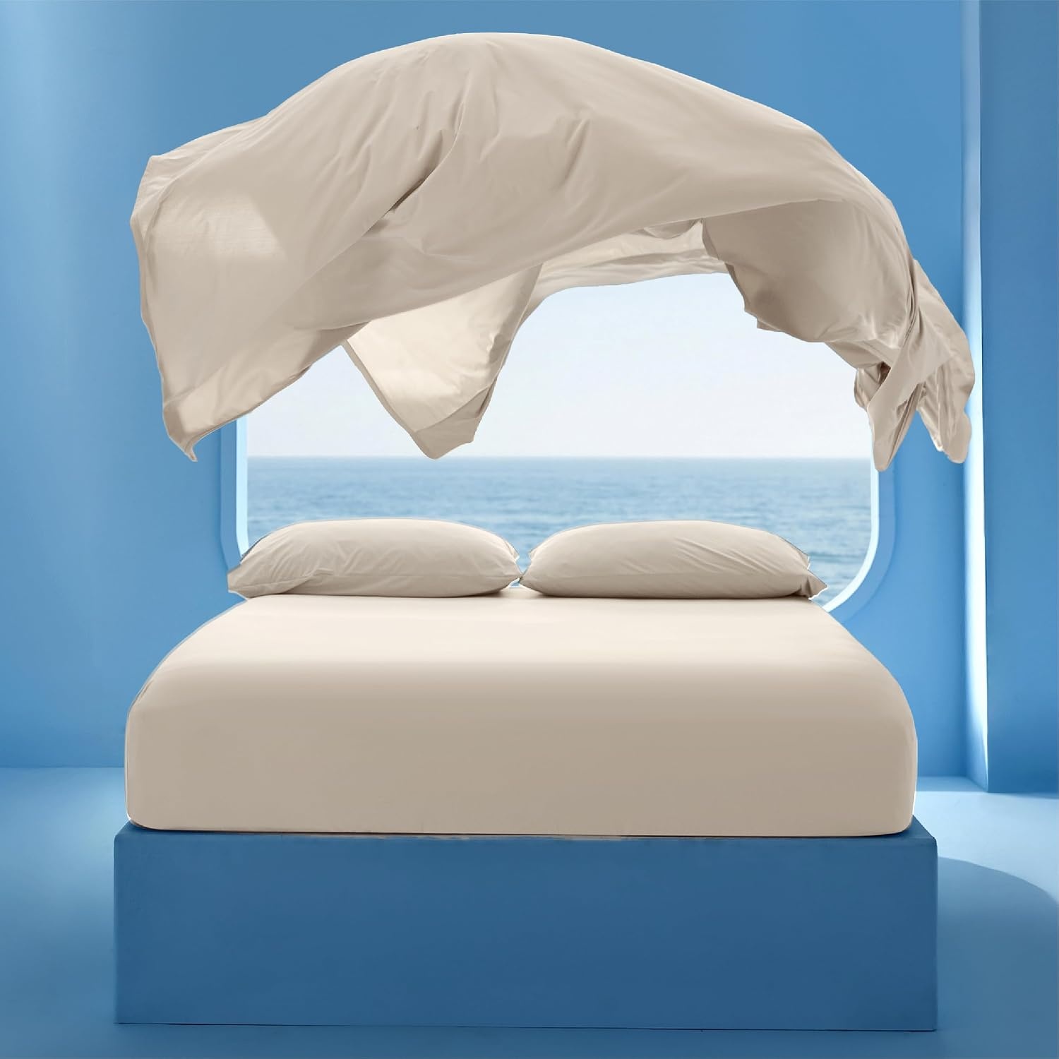 image:imageBedsure Cooling Sheets Queen Size Silver Infused Bed Sheets QMaxgt046 Instant Cooling for Hot Sleepers Luxury Soft Silky Smooth Breathable Deep Pocket Up to 16 4 Pieces with PillowcasesLinen