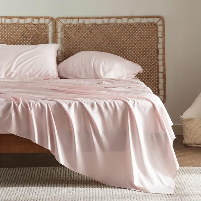 image:imageBedsure Cooling Sheets Set Bundle Cooling Pillow Case Rayon Made from Bamboo Queen Sheet Set Hotel Luxury Silky Soft Breathable Bedding Sheets amp Pillowcases