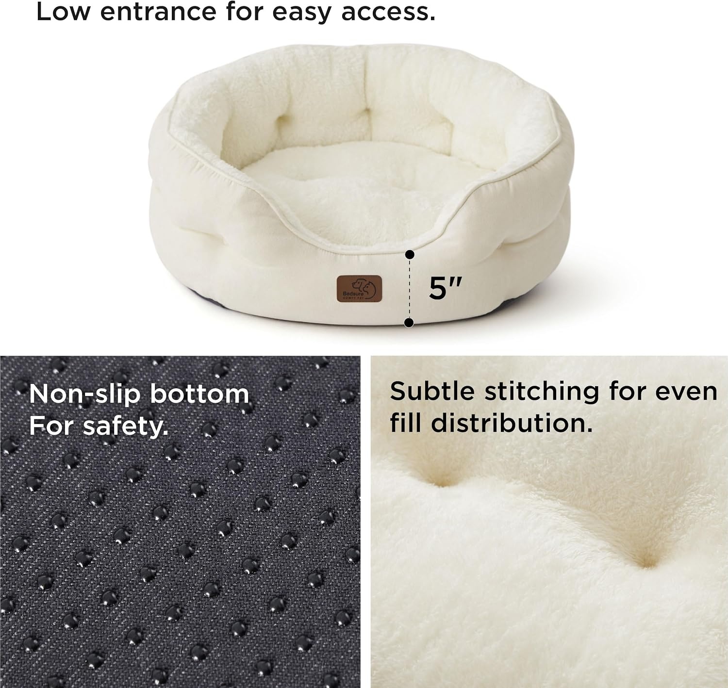 image:imageBedsure Cooling Small Dog Bed Round Washable 25 Inch Arctic Cooling Blue QMaxgt04 Cat Beds for Indoor Cats Comfort Cooling Summer Pet BedAntiSlip Bottomfor Puppies and KittensIvory