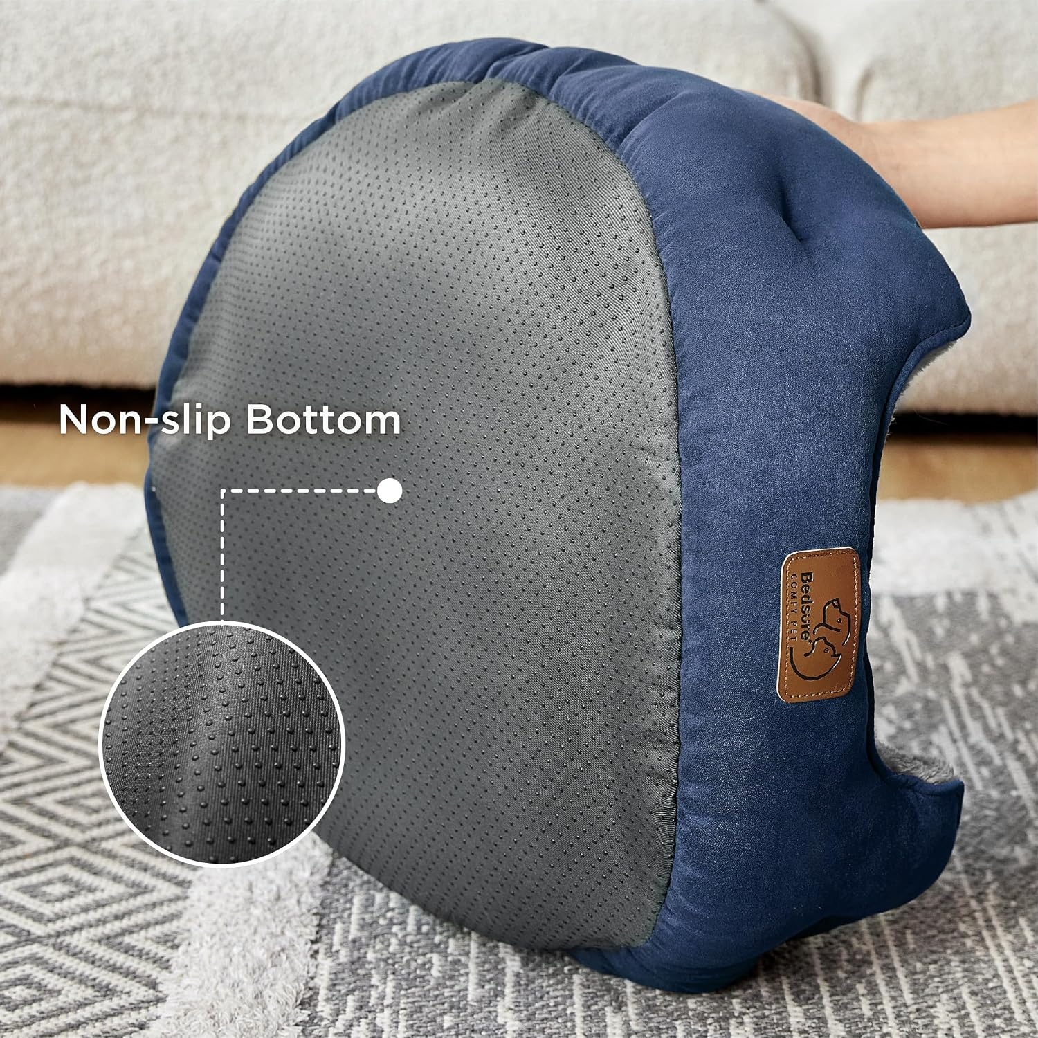 image:imageBedsure Cooling Small Dog Bed Round Washable 25 Inch Arctic Cooling Blue QMaxgt04 Cat Beds for Indoor Cats Comfort Cooling Summer Pet BedAntiSlip Bottomfor Puppies and KittensNavy