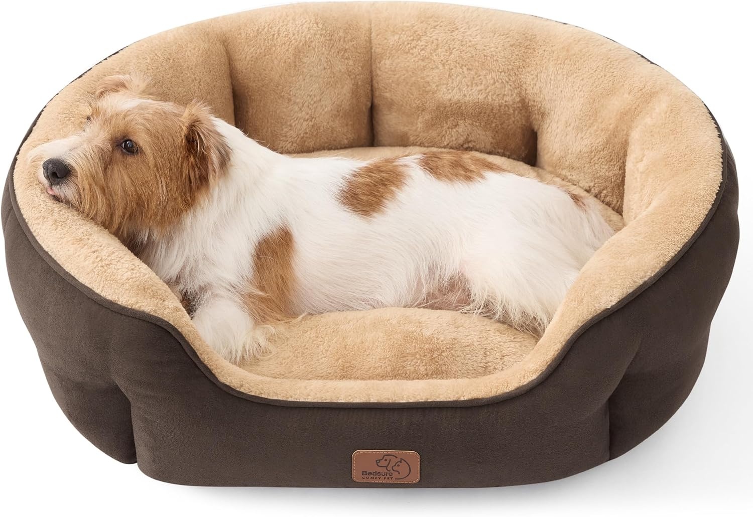 image:imageBedsure Cooling Small Dog Bed Round Washable 25 Inch Arctic Cooling Blue QMaxgt04 Cat Beds for Indoor Cats Comfort Cooling Summer Pet BedAntiSlip Bottomfor Puppies and KittensBrown