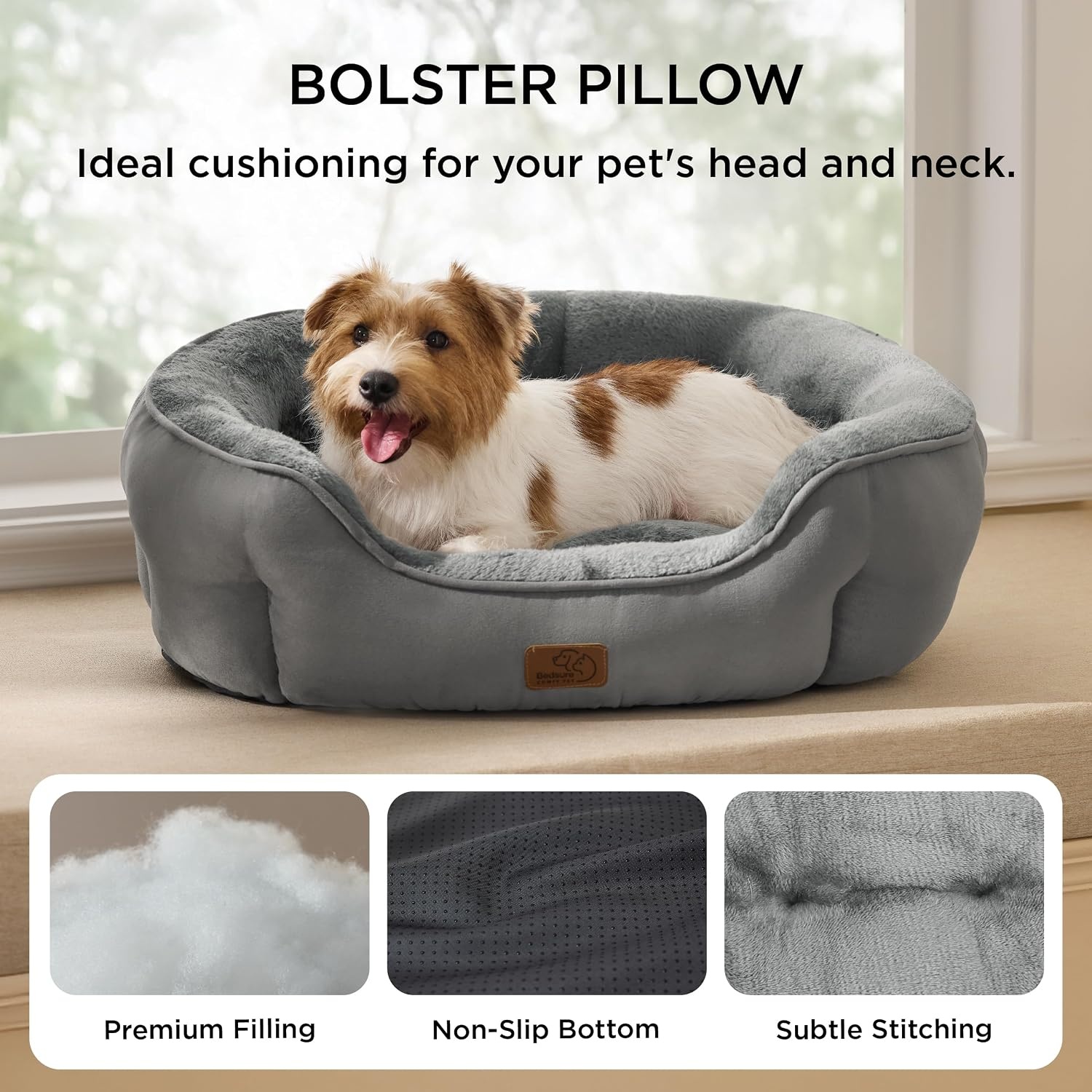 image:imageBedsure Cooling Small Dog Bed Round Washable 25 Inch Arctic Cooling Blue QMaxgt04 Cat Beds for Indoor Cats Comfort Cooling Summer Pet BedAntiSlip Bottomfor Puppies and KittensGrey