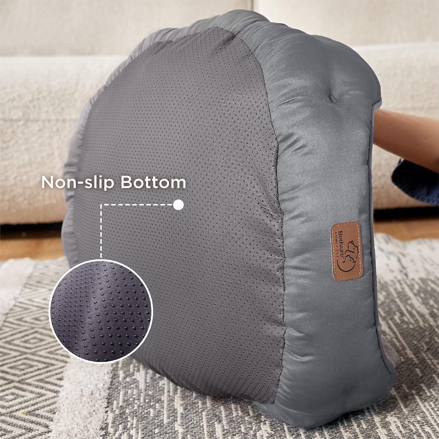 image:imageBedsure Cooling Small Dog Bed Round Washable 25 Inch Arctic Cooling Blue QMaxgt04 Cat Beds for Indoor Cats Comfort Cooling Summer Pet BedAntiSlip Bottomfor Puppies and KittensGrey