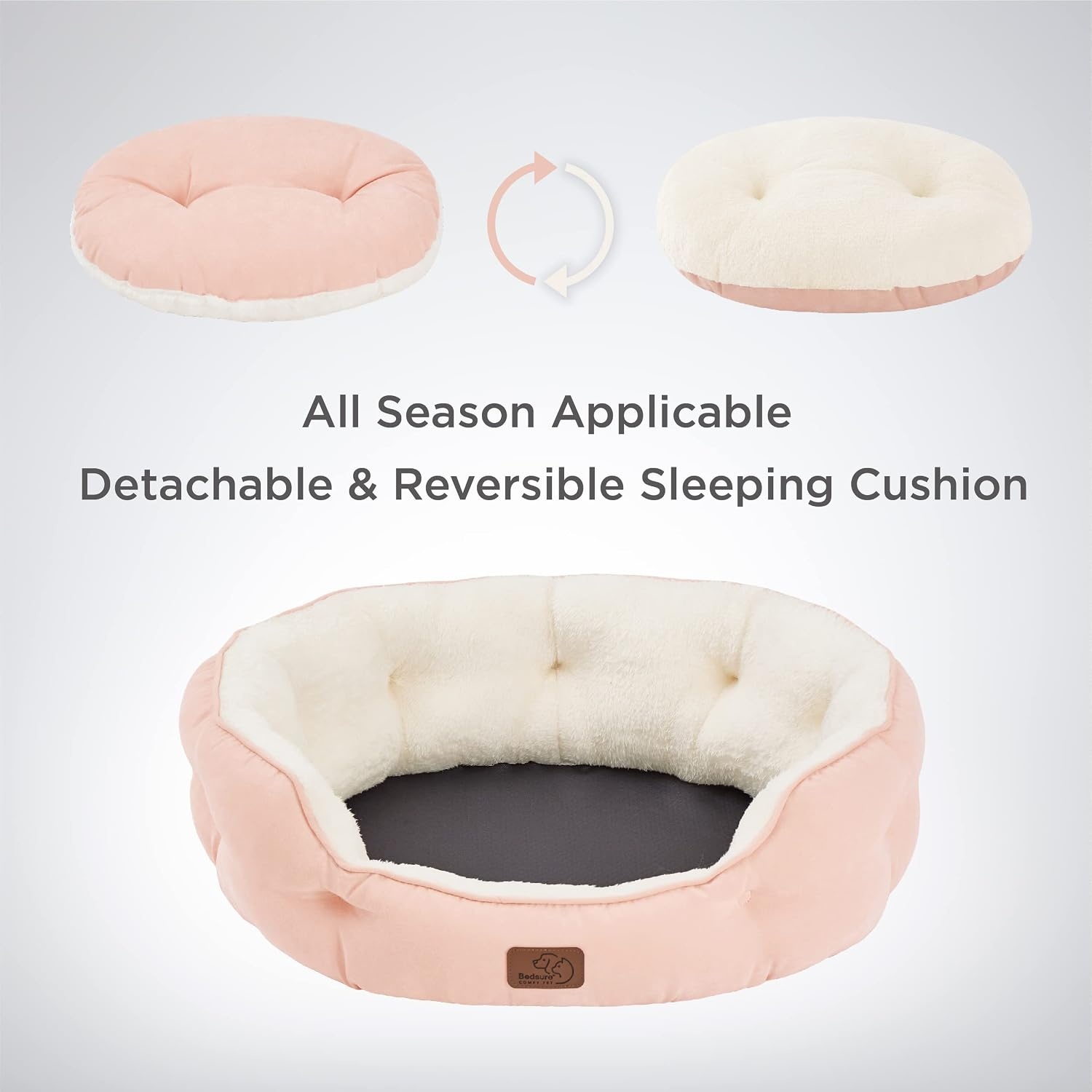 image:imageBedsure Cooling Small Dog Bed Round Washable 25 Inch Arctic Cooling Blue QMaxgt04 Cat Beds for Indoor Cats Comfort Cooling Summer Pet BedAntiSlip Bottomfor Puppies and KittensPeach Pink