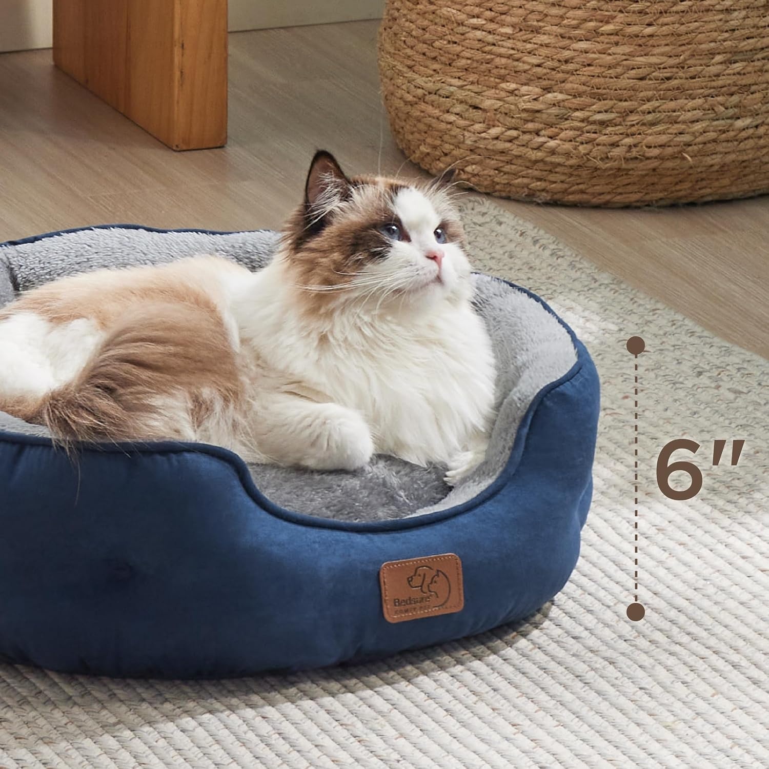 image:imageBedsure Cooling Small Dog Bed Round Washable 25 Inch Arctic Cooling Blue QMaxgt04 Cat Beds for Indoor Cats Comfort Cooling Summer Pet BedAntiSlip Bottomfor Puppies and KittensNavy