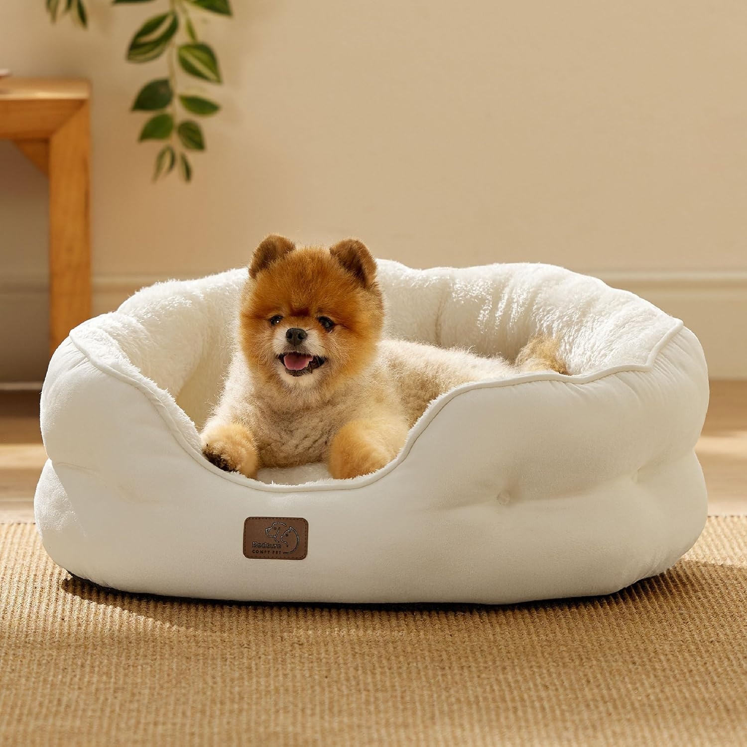 image:imageBedsure Cooling Small Dog Bed Round Washable 25 Inch Arctic Cooling Blue QMaxgt04 Cat Beds for Indoor Cats Comfort Cooling Summer Pet BedAntiSlip Bottomfor Puppies and KittensIvory
