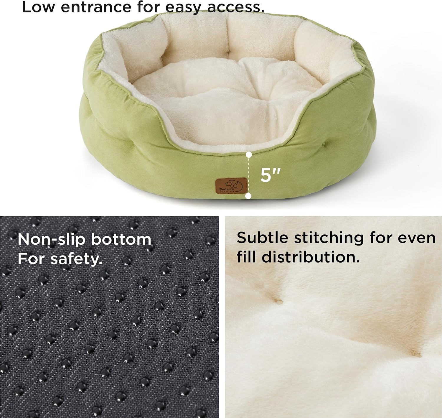 image:imageBedsure Cooling Small Dog Bed Round Washable 25 Inch Arctic Cooling Blue QMaxgt04 Cat Beds for Indoor Cats Comfort Cooling Summer Pet BedAntiSlip Bottomfor Puppies and KittensPale Bean Green