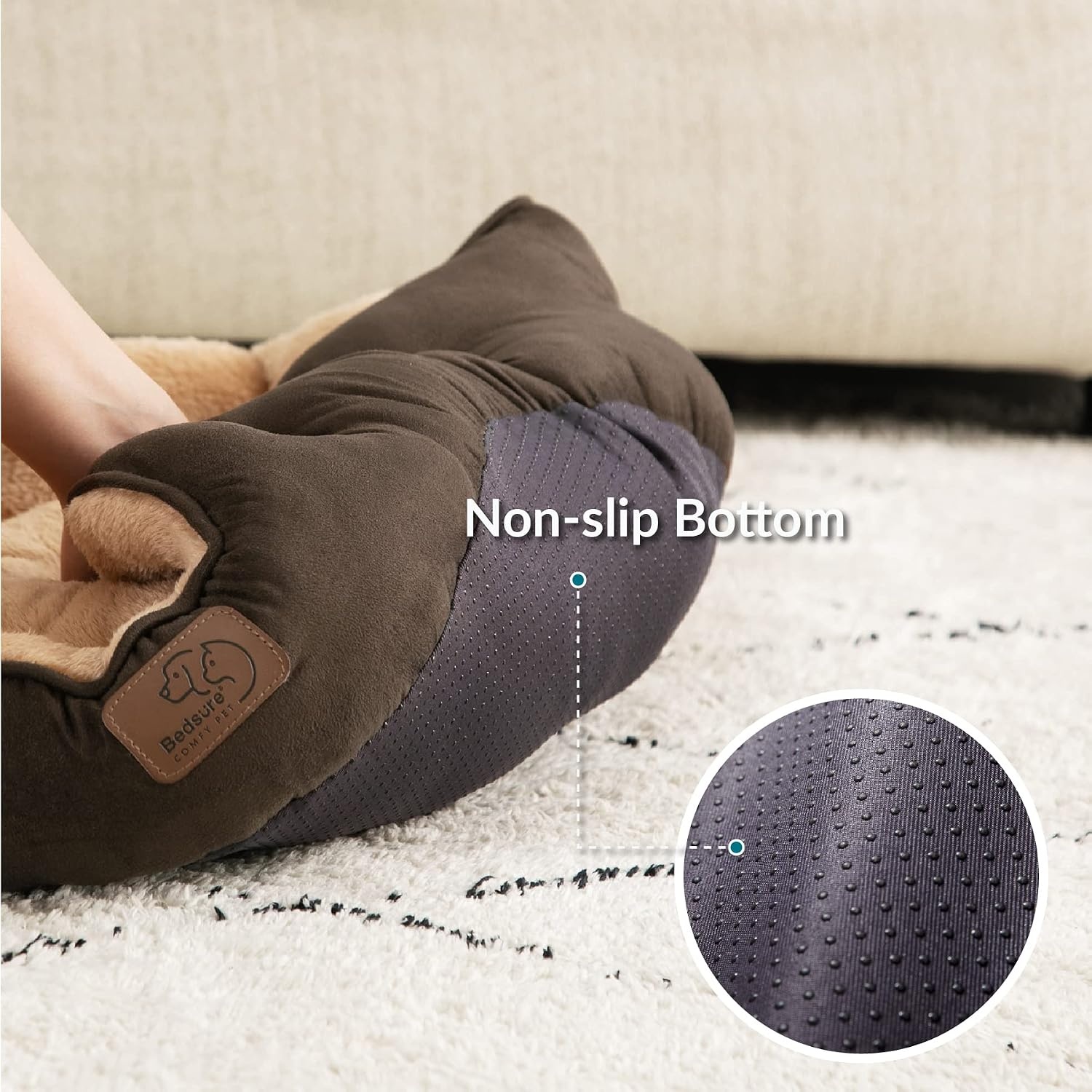image:imageBedsure Cooling Small Dog Bed Round Washable 25 Inch Arctic Cooling Blue QMaxgt04 Cat Beds for Indoor Cats Comfort Cooling Summer Pet BedAntiSlip Bottomfor Puppies and KittensBrown