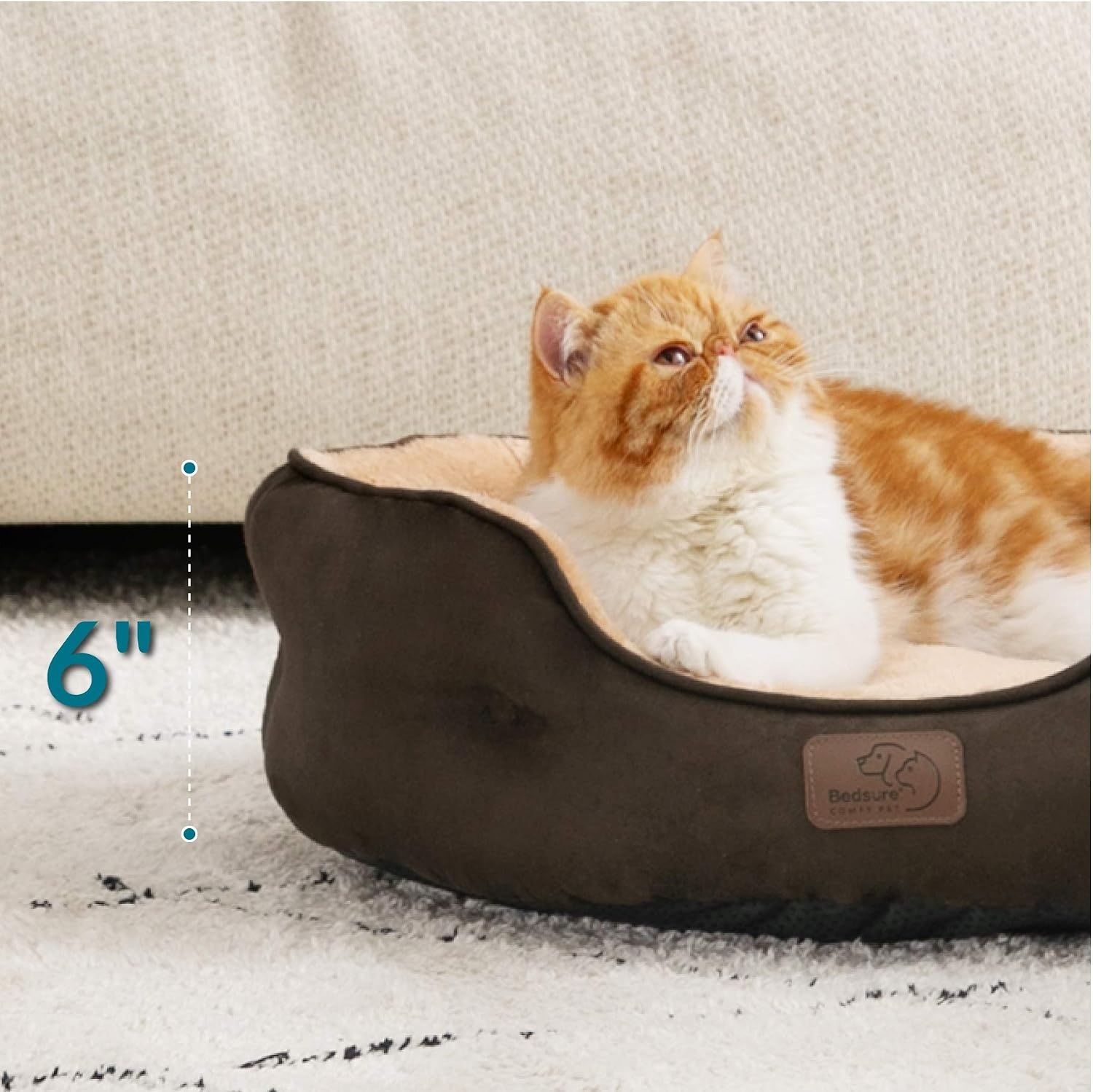 image:imageBedsure Cooling Small Dog Bed Round Washable 25 Inch Arctic Cooling Blue QMaxgt04 Cat Beds for Indoor Cats Comfort Cooling Summer Pet BedAntiSlip Bottomfor Puppies and KittensBrown