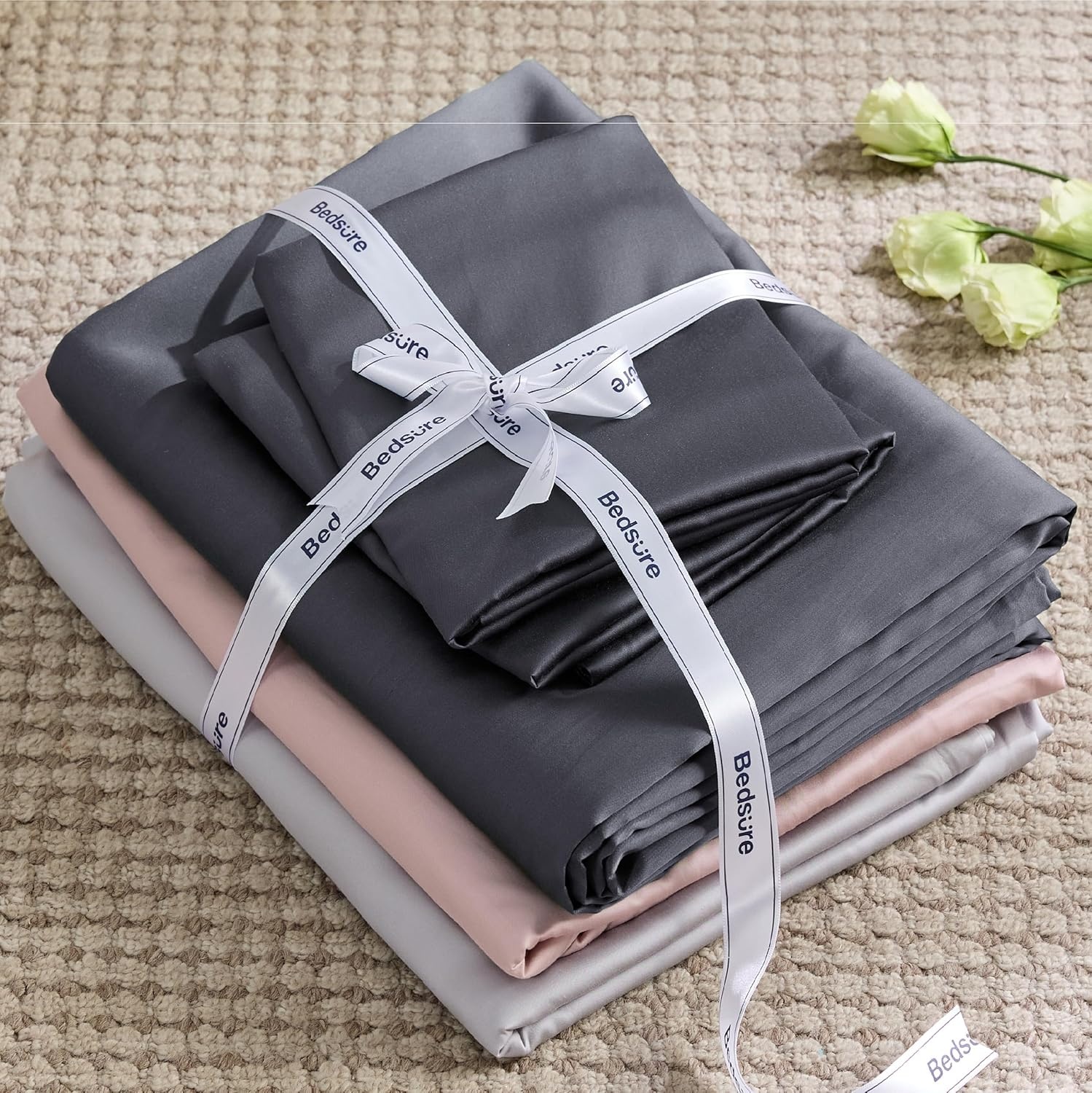 image:imageBedsure Dark Grey King Duvet Cover Set Cooling Lyocell Cotton Blend Silky Cooling Lyocell Cotton Breathable Hot Sleepers Moisture Wicking 8 Ties Zipper Closure 104x90 Comforter Cover07 Dark Grey No Comforter