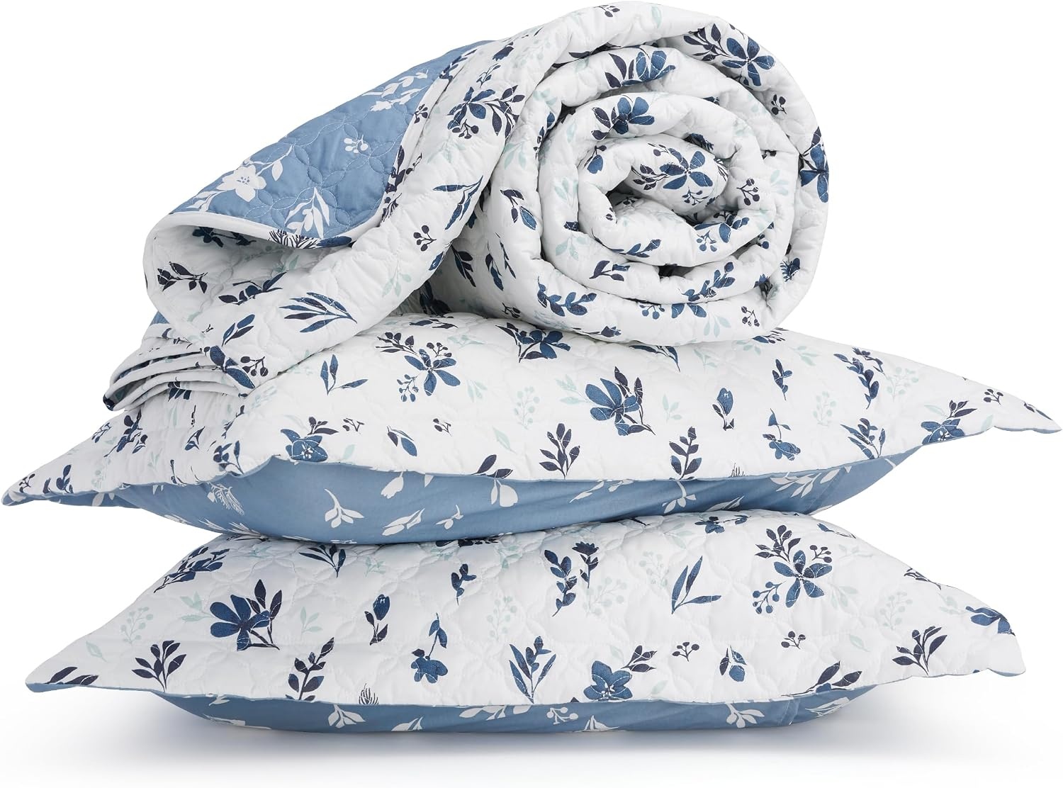 image:imageBedsure Floral Quilts Queen Size Reversible Botanical Floral Comforter Bedding Bedspread Coverlet Lightweight AllSeason Comfort Green amp White Plaid Parttern Machine Washable 90x96 3 Pcs01 Daisy