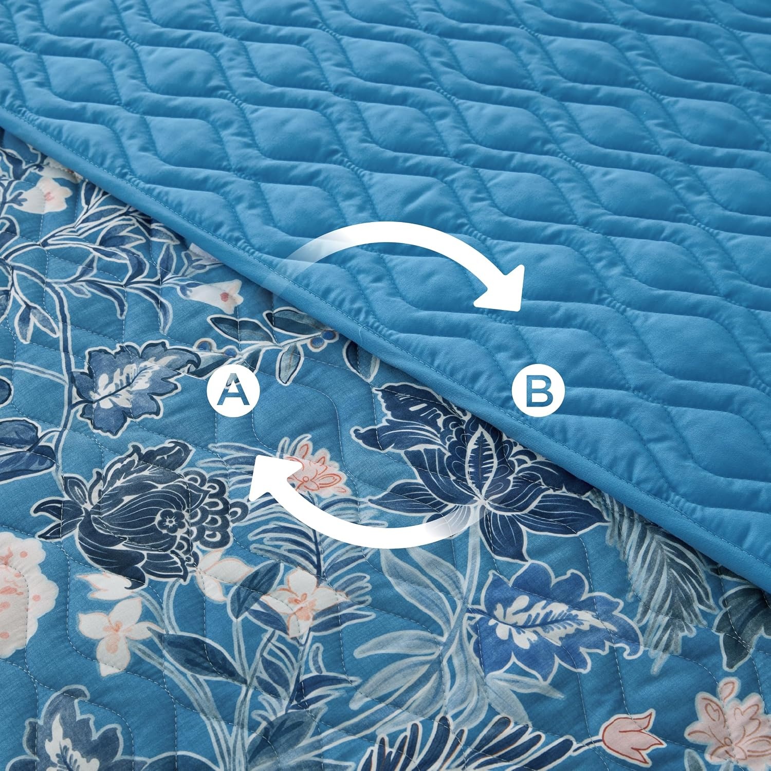image:imageBedsure Floral Quilts Queen Size Reversible Botanical Floral Comforter Bedding Bedspread Coverlet Lightweight AllSeason Comfort Green amp White Plaid Parttern Machine Washable 90x96 3 Pcs05 Summer Botanical