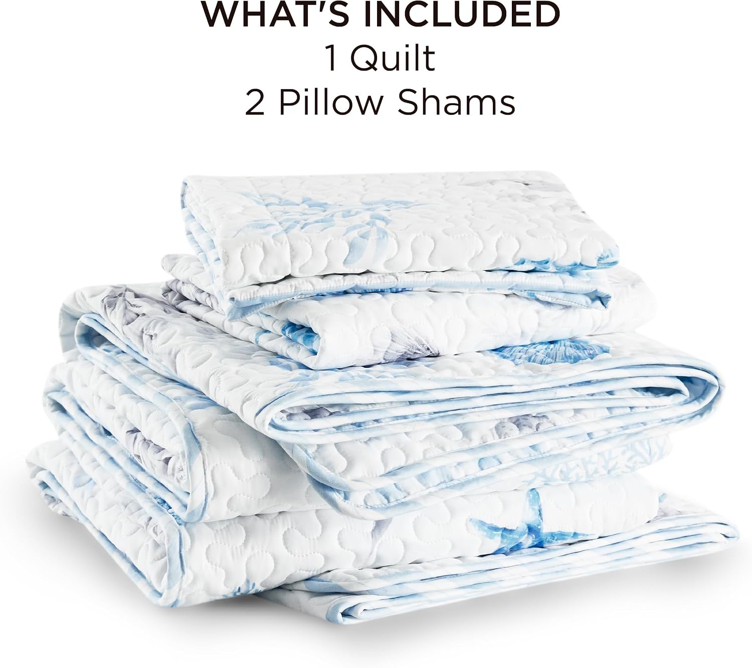 image:imageBedsure Floral Quilts Queen Size Reversible Botanical Floral Comforter Bedding Bedspread Coverlet Lightweight AllSeason Comfort Green amp White Plaid Parttern Machine Washable 90x96 3 Pcs00 Ocean White