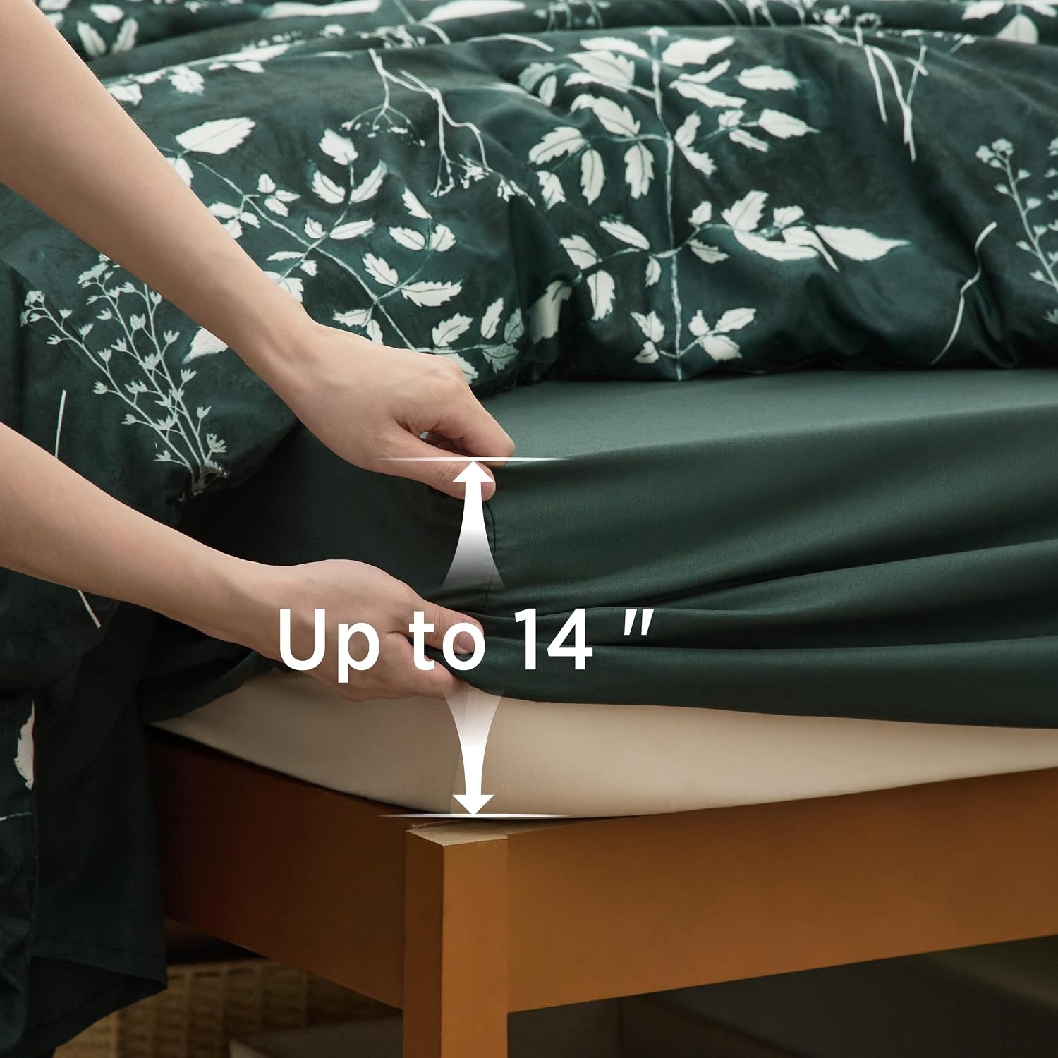 image:imageBedsure Full Size Comforter Set 7 Pieces Floral Sage Green Soft Bedding Sets Full Bed in a Bag with Botanical Flowers Comforter Sheets Pillowcases amp Shams10 Forest Green