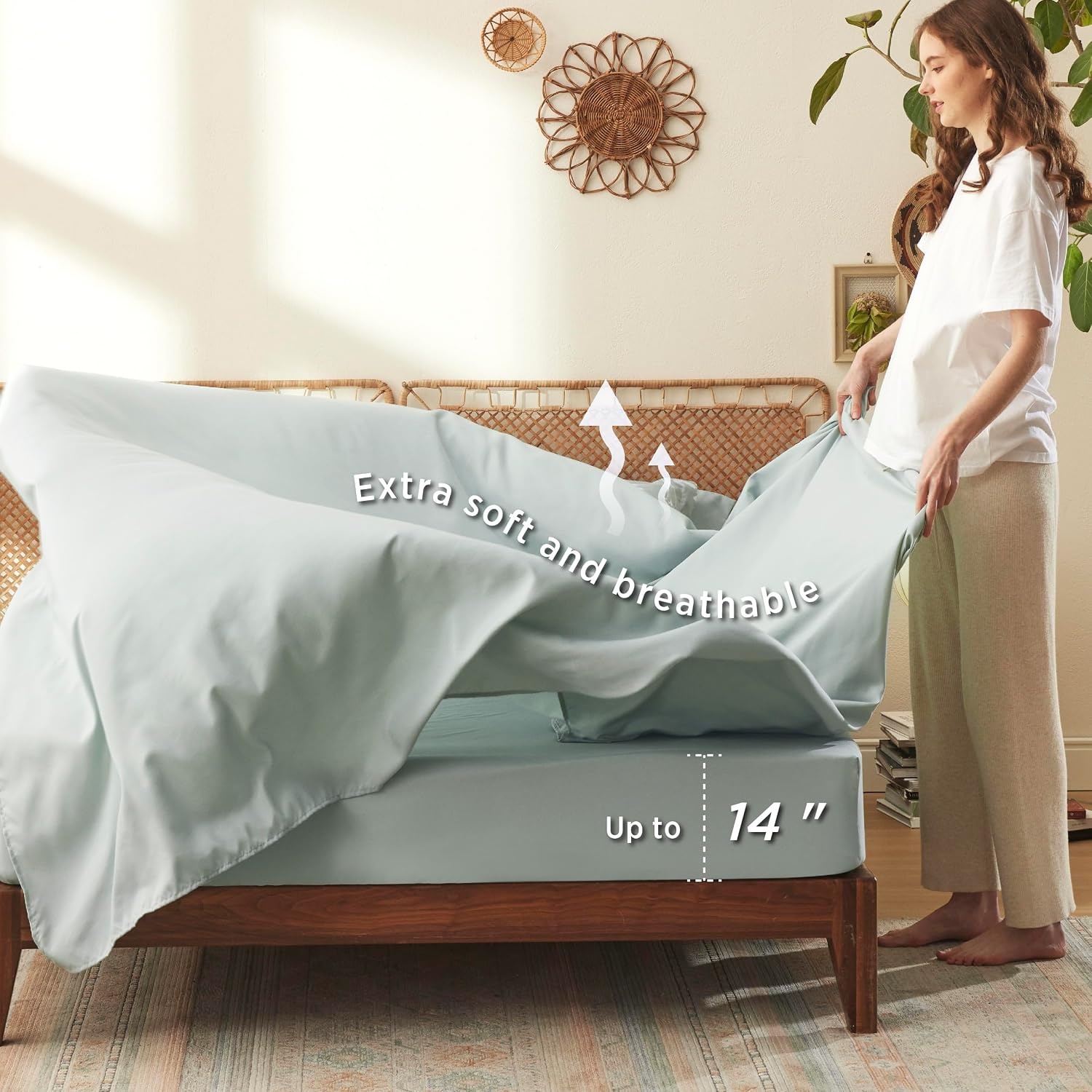 image:imageBedsure Full Size Comforter Set 7 Pieces Floral Sage Green Soft Bedding Sets Full Bed in a Bag with Botanical Flowers Comforter Sheets Pillowcases amp Shams01 Sage Green