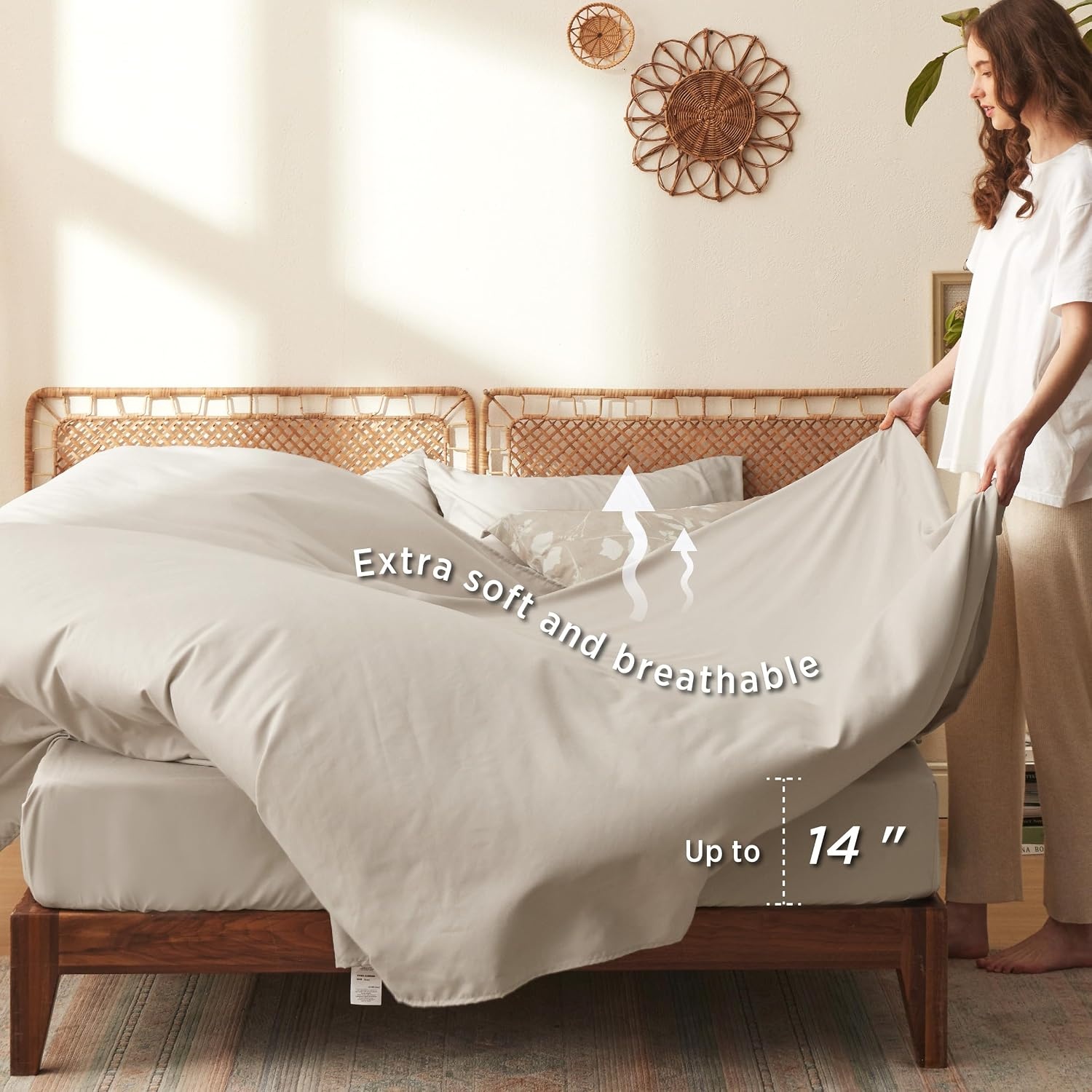 image:imageBedsure Full Size Comforter Set 7 Pieces Floral Sage Green Soft Bedding Sets Full Bed in a Bag with Botanical Flowers Comforter Sheets Pillowcases amp Shams11 Beige