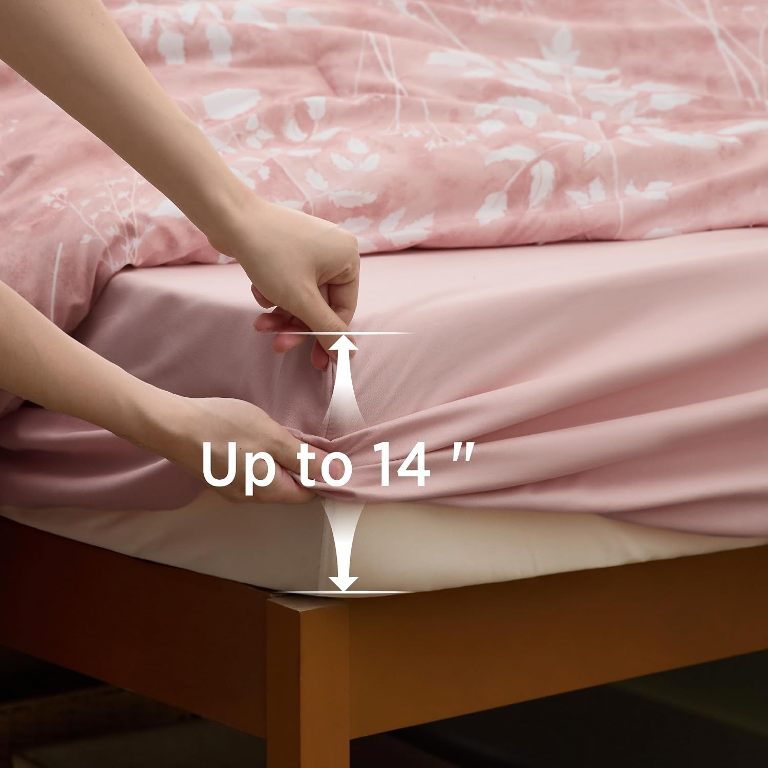 image:imageBedsure Full Size Comforter Set 7 Pieces Floral Sage Green Soft Bedding Sets Full Bed in a Bag with Botanical Flowers Comforter Sheets Pillowcases amp Shams03 Pink