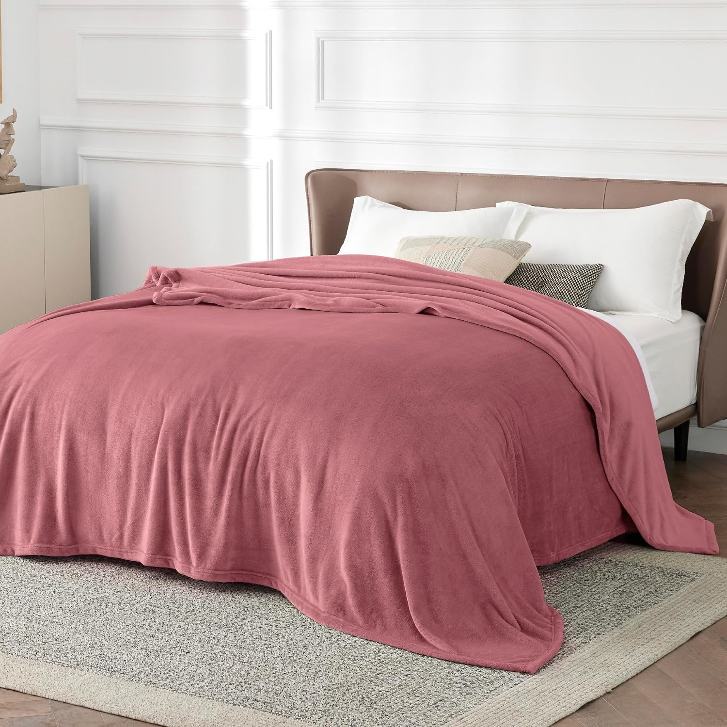 image:imageBedsure GentleSoft Fleece Bed Blankets Queen Size Grey Soft Warm Outdoor Picnic Fall Blanket for Camping Travel Lightweight Cozy AntiStatic Room Home Decor Gifts for Husband and Men 90x90 inchesDusty Rose