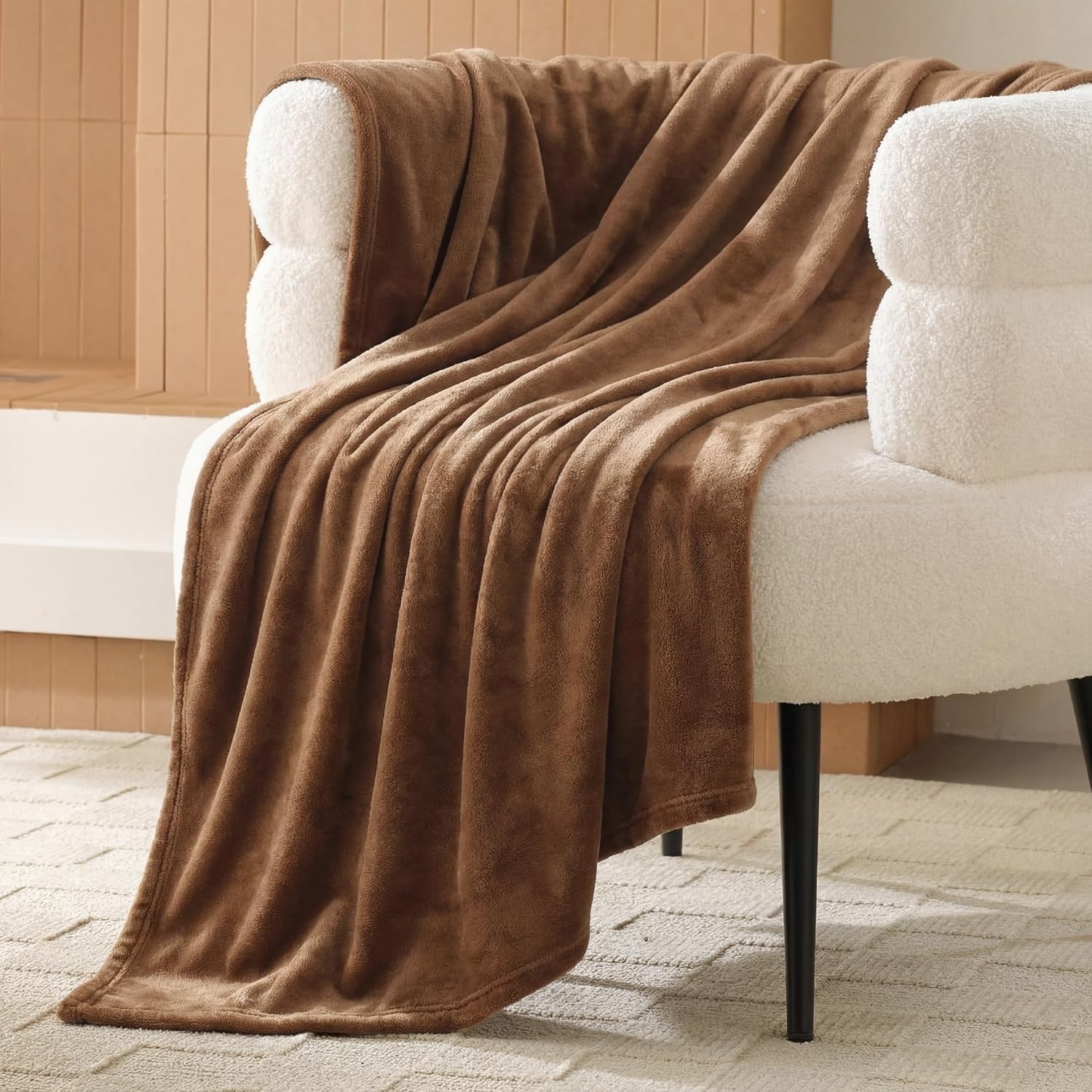image:imageBedsure GentleSoft Fleece Bed Blankets Queen Size Grey Soft Warm Outdoor Picnic Fall Blanket for Camping Travel Lightweight Cozy AntiStatic Room Home Decor Gifts for Husband and Men 90x90 inchesBurnt Brown