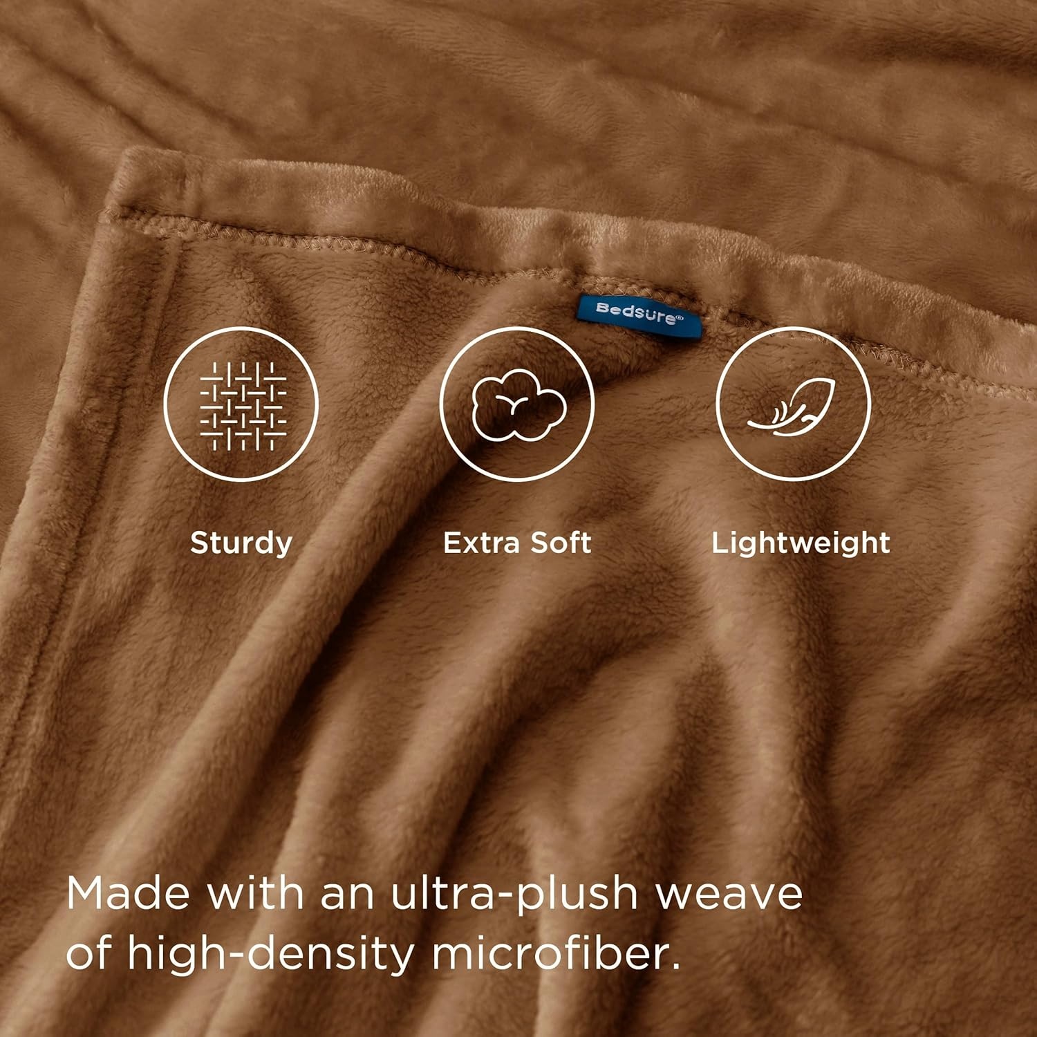 image:imageBedsure GentleSoft Fleece Bed Blankets Queen Size Grey Soft Warm Outdoor Picnic Fall Blanket for Camping Travel Lightweight Cozy AntiStatic Room Home Decor Gifts for Husband and Men 90x90 inchesBurnt Brown