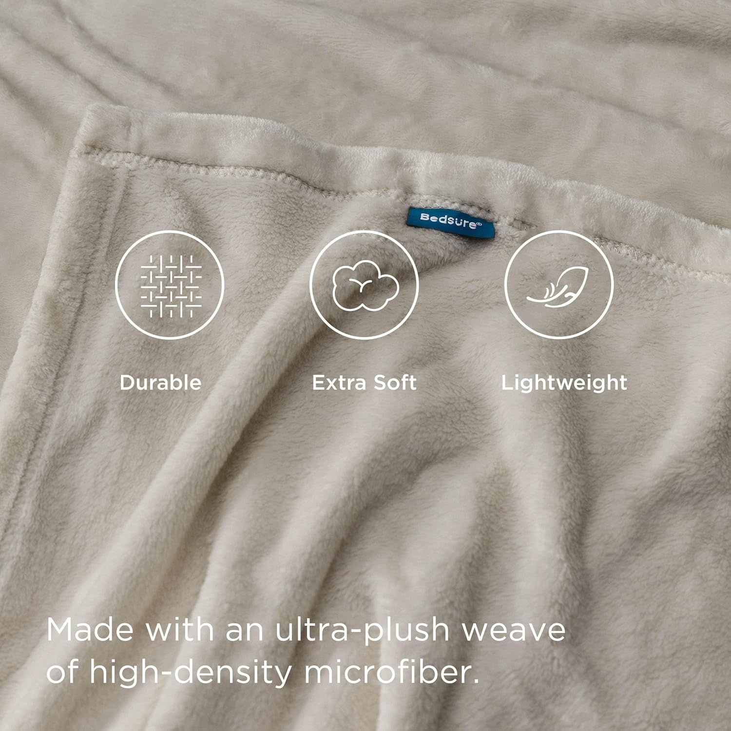 image:imageBedsure GentleSoft Fleece Bed Blankets Queen Size Grey Soft Warm Outdoor Picnic Fall Blanket for Camping Travel Lightweight Cozy AntiStatic Room Home Decor Gifts for Husband and Men 90x90 inchesOxford Tan