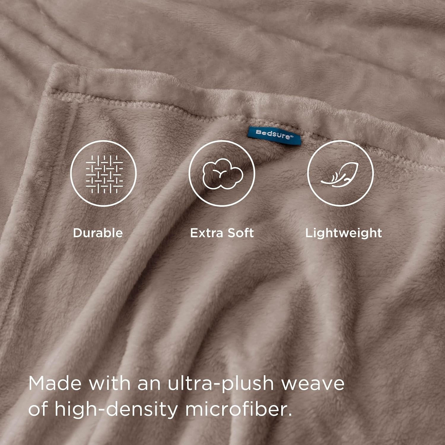 image:imageBedsure GentleSoft Fleece Bed Blankets Queen Size Grey Soft Warm Outdoor Picnic Fall Blanket for Camping Travel Lightweight Cozy AntiStatic Room Home Decor Gifts for Husband and Men 90x90 inchesMocha Brown