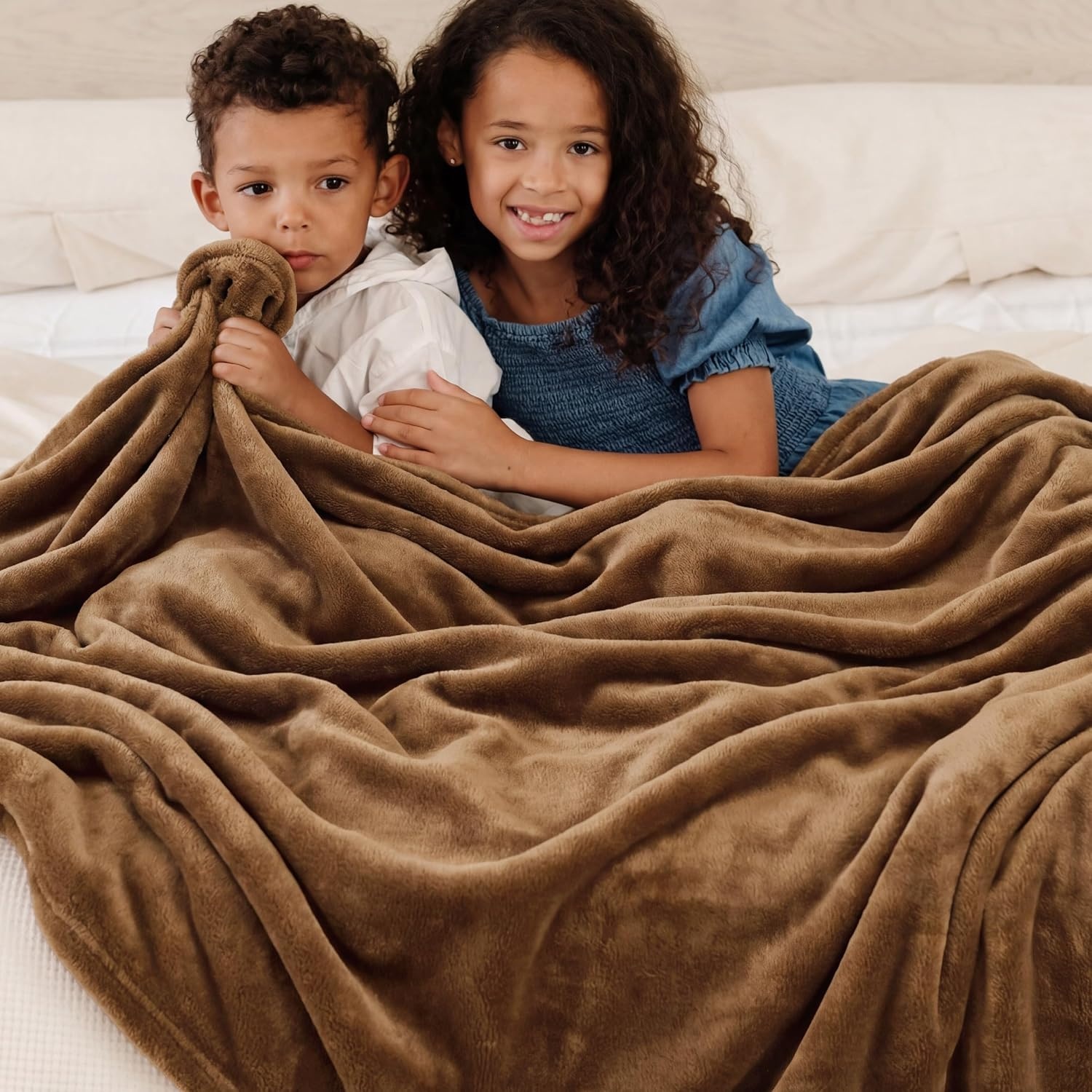 image:imageBedsure GentleSoft Fleece Bed Blankets Queen Size Grey Soft Warm Outdoor Picnic Fall Blanket for Camping Travel Lightweight Cozy AntiStatic Room Home Decor Gifts for Husband and Men 90x90 inchesBurnt Brown