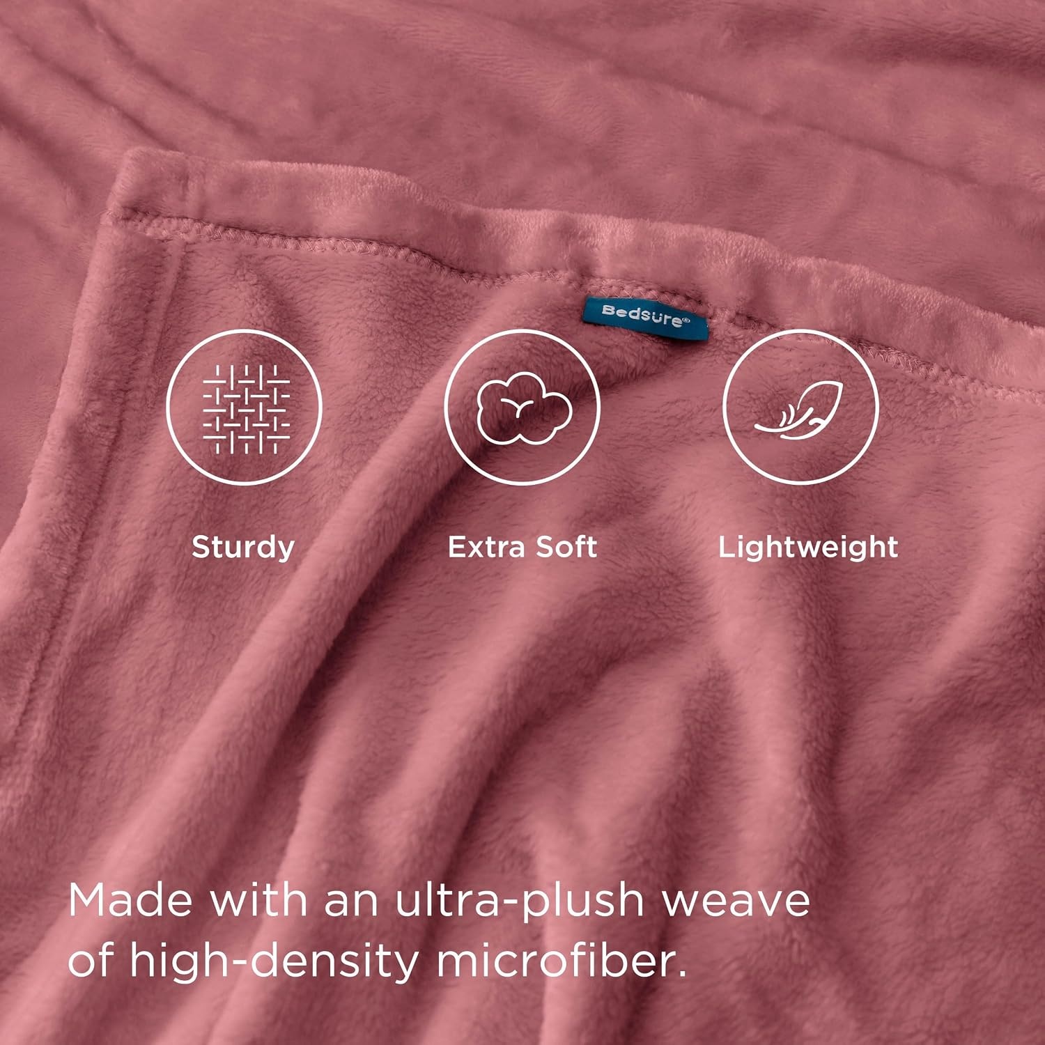 image:imageBedsure GentleSoft Fleece Bed Blankets Queen Size Grey Soft Warm Outdoor Picnic Fall Blanket for Camping Travel Lightweight Cozy AntiStatic Room Home Decor Gifts for Husband and Men 90x90 inchesDusty Rose