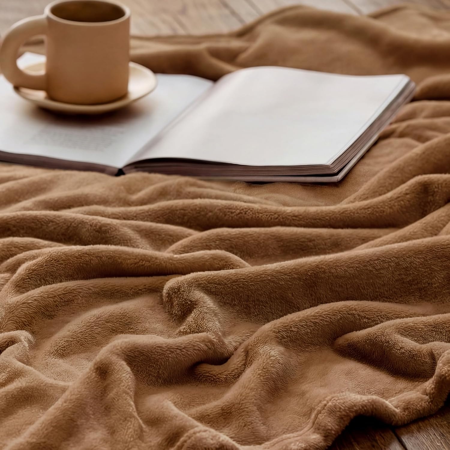 image:imageBedsure GentleSoft Fleece Bed Blankets Queen Size Grey Soft Warm Outdoor Picnic Fall Blanket for Camping Travel Lightweight Cozy AntiStatic Room Home Decor Gifts for Husband and Men 90x90 inchesBurnt Brown