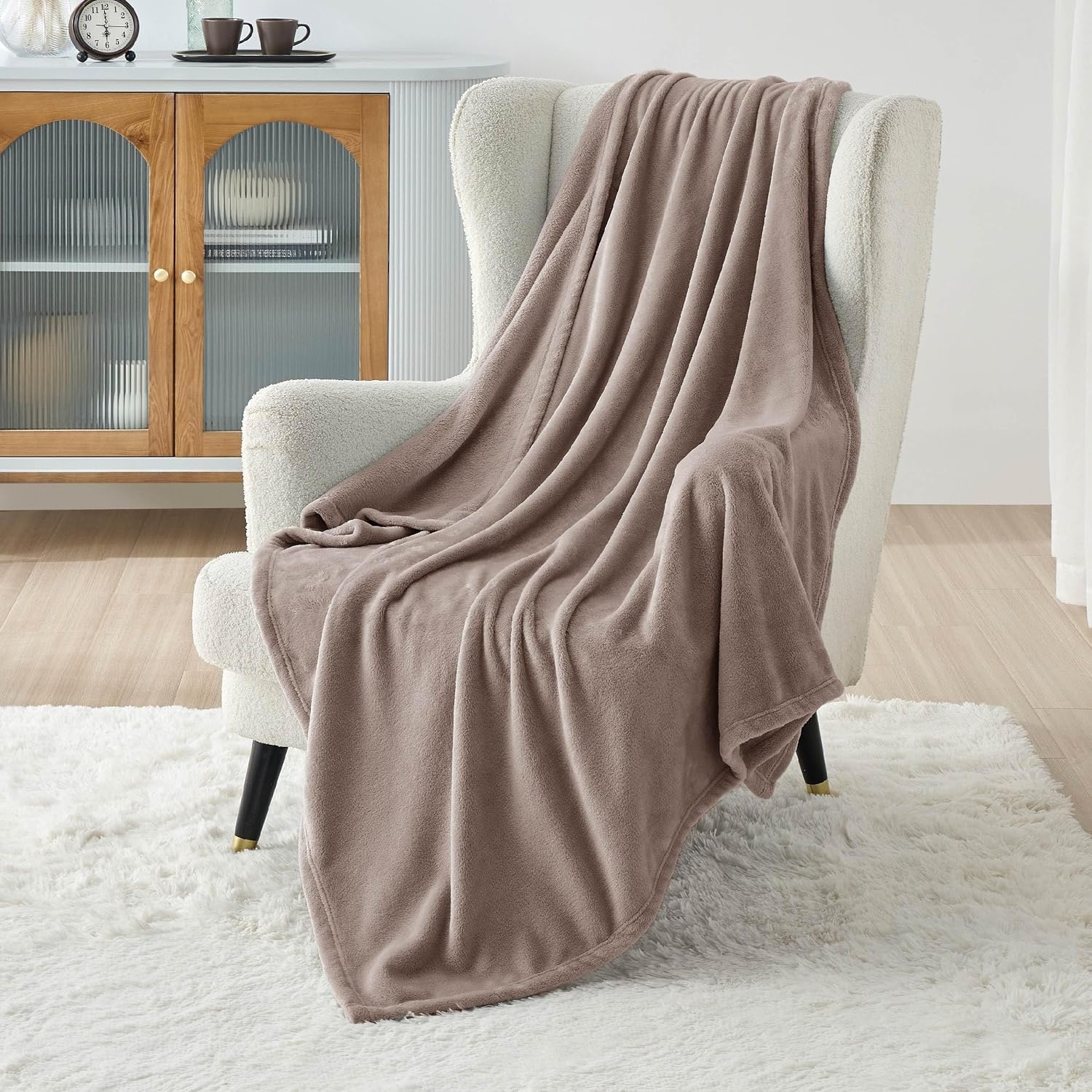 image:imageBedsure GentleSoft Fleece Bed Blankets Queen Size Grey Soft Warm Outdoor Picnic Fall Blanket for Camping Travel Lightweight Cozy AntiStatic Room Home Decor Gifts for Husband and Men 90x90 inchesMocha Brown