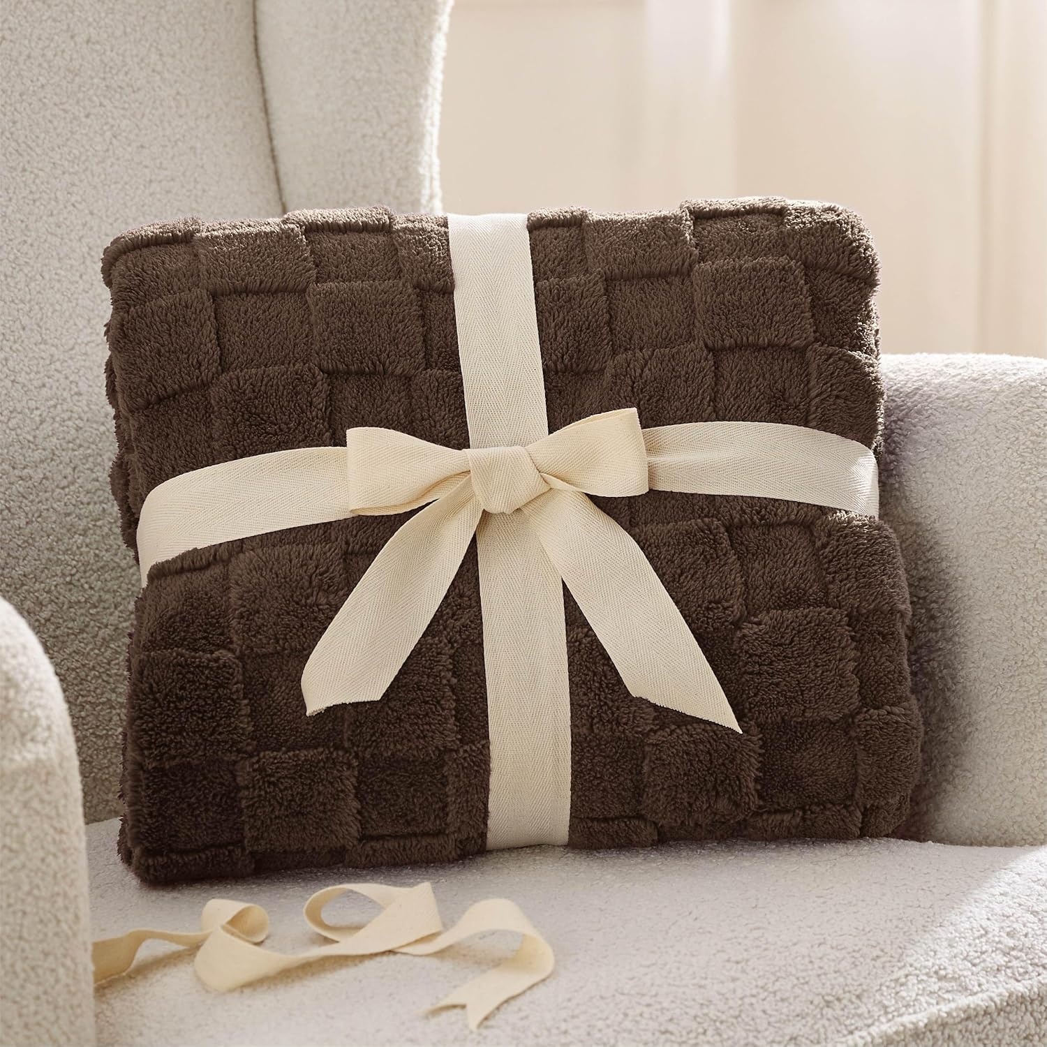 image:imageBedsure GentleSoft Sage Green Throw Blanket for Couch Checkered Cute Fleece Blankets Soft Cozy Summer Throw for Bedroom Home Decor Gifts for Mom Girls Green 50x60 InchesBrown