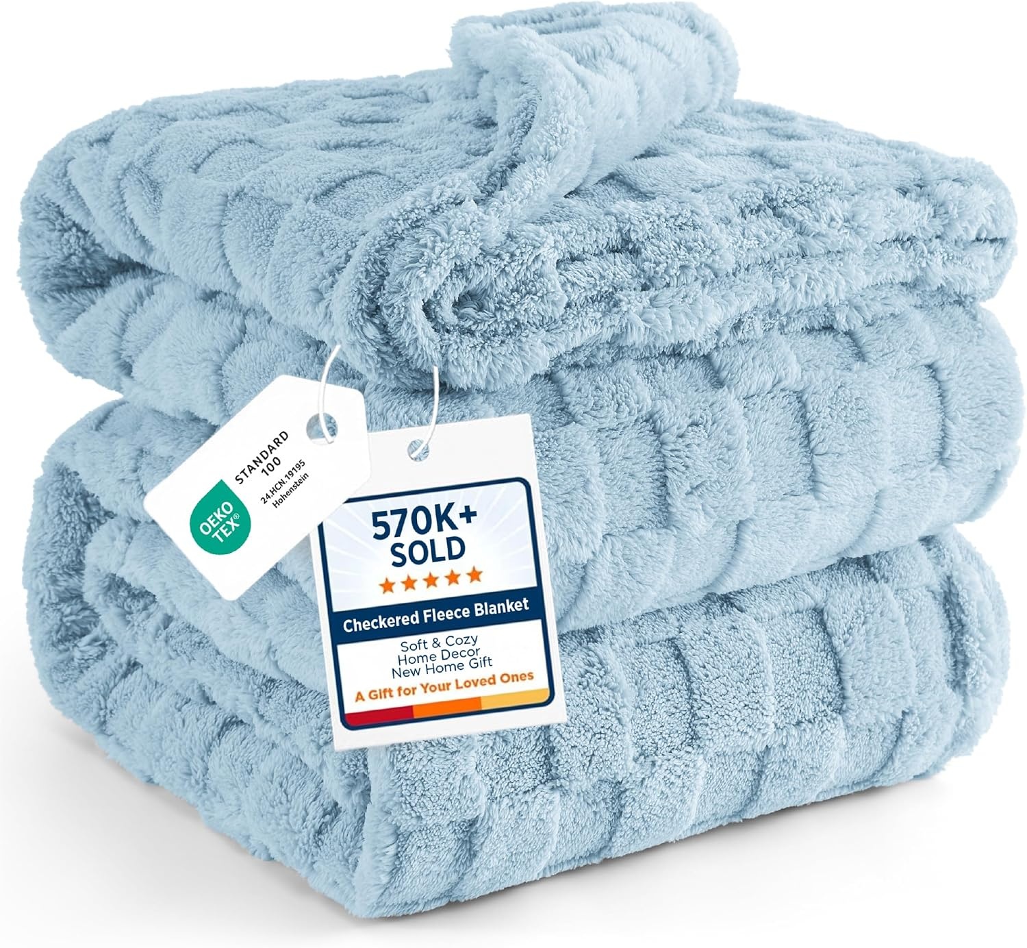 image:imageBedsure GentleSoft Sage Green Throw Blanket for Couch Checkered Cute Fleece Blankets Soft Cozy Summer Throw for Bedroom Home Decor Gifts for Mom Girls Green 50x60 InchesLight Blue