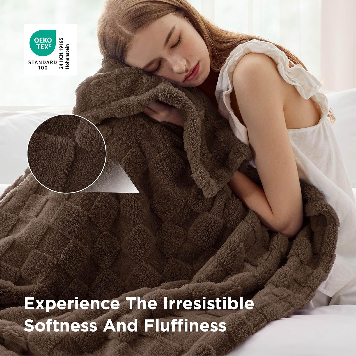 image:imageBedsure GentleSoft Sage Green Throw Blanket for Couch Checkered Cute Fleece Blankets Soft Cozy Summer Throw for Bedroom Home Decor Gifts for Mom Girls Green 50x60 InchesBrown