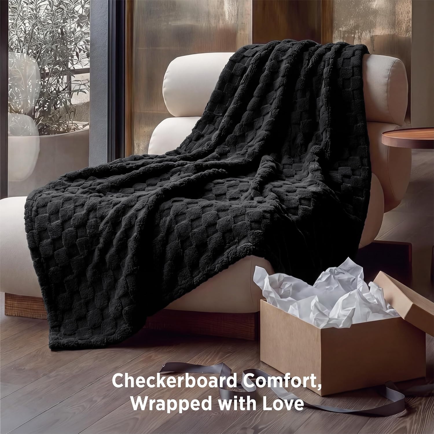image:imageBedsure GentleSoft Sage Green Throw Blanket for Couch Checkered Cute Fleece Blankets Soft Cozy Summer Throw for Bedroom Home Decor Gifts for Mom Girls Green 50x60 InchesBlack